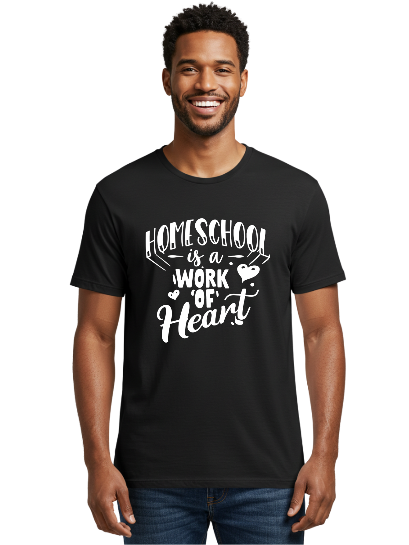 Homeschool-Is-A-Work-Of-Heart Men'S Graphic Tee, 100% Cotton, Comfortable Casual Summer Wear, Machine Washable, Homeschool, Work Of Heart, Education, Learning, Parenting, Homeschooling, Dedication, Love, Passion Aab350