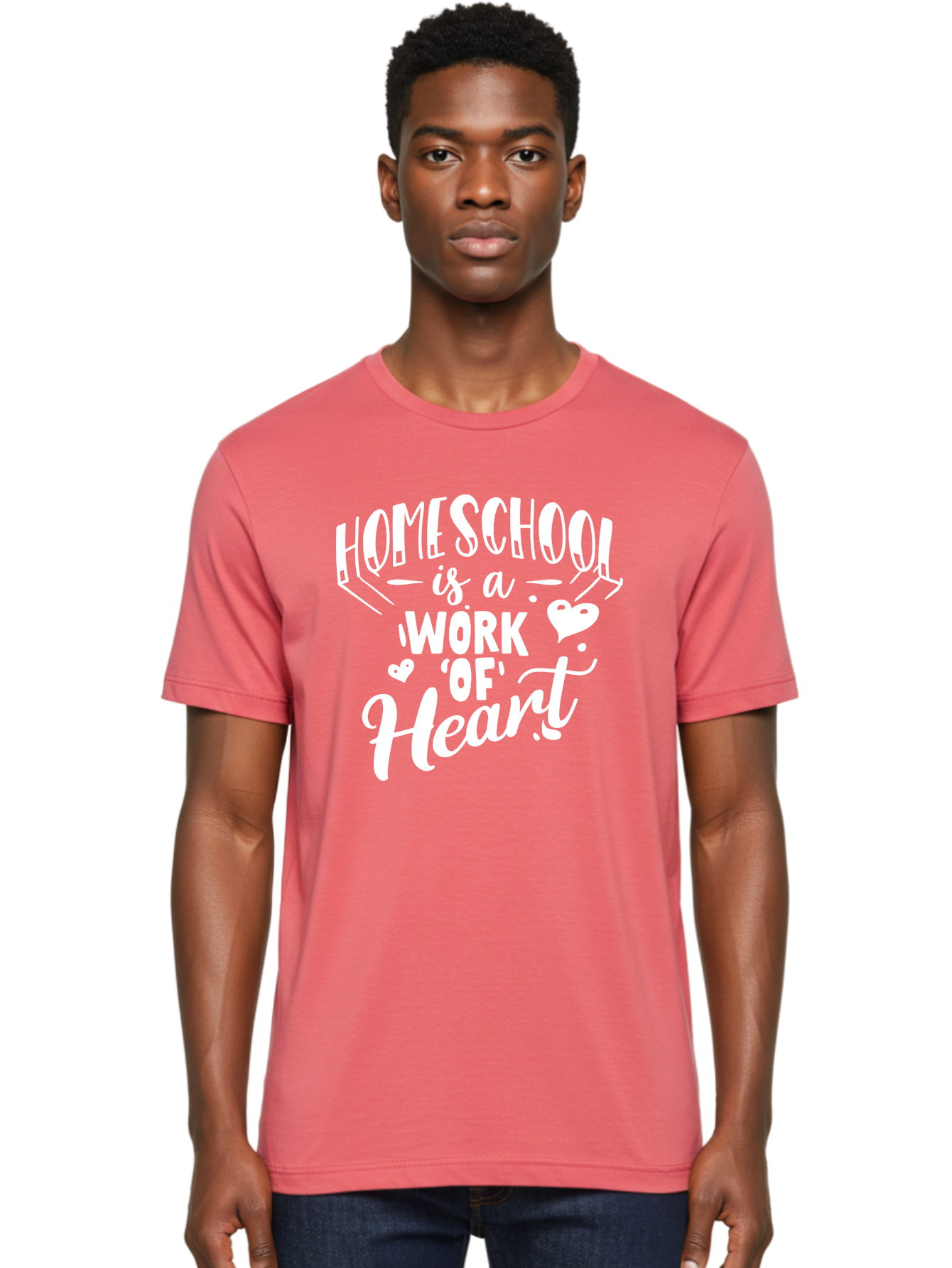 Homeschool-Is-A-Work-Of-Heart Men'S Graphic Tee, 100% Cotton, Comfortable Casual Summer Wear, Machine Washable, Homeschool, Work Of Heart, Education, Learning, Parenting, Homeschooling, Dedication, Love, Passion Aab350