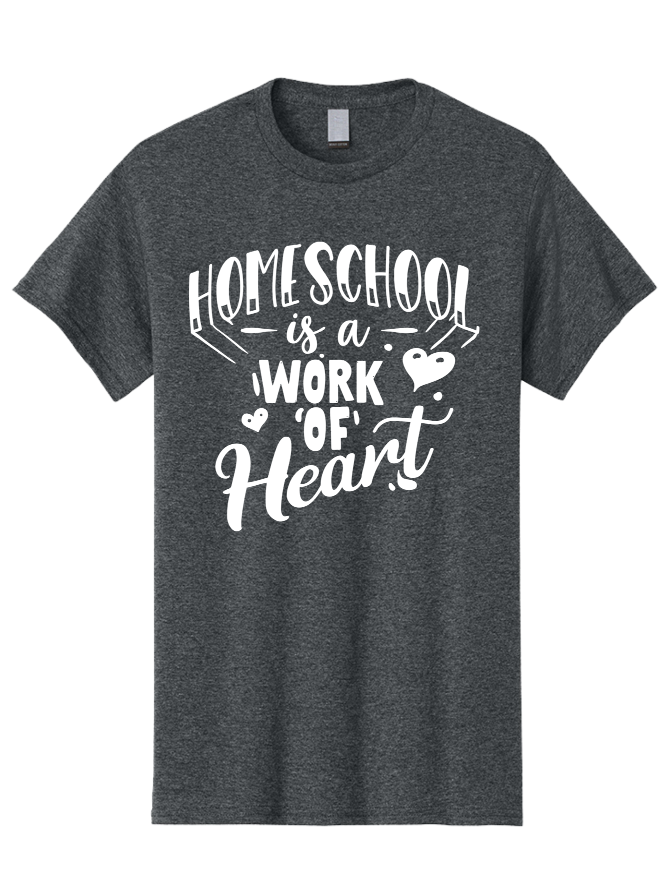Homeschool-Is-A-Work-Of-Heart Men'S Graphic Tee, 100% Cotton, Comfortable Casual Summer Wear, Machine Washable, Homeschool, Work Of Heart, Education, Learning, Parenting, Homeschooling, Dedication, Love, Passion Aab350