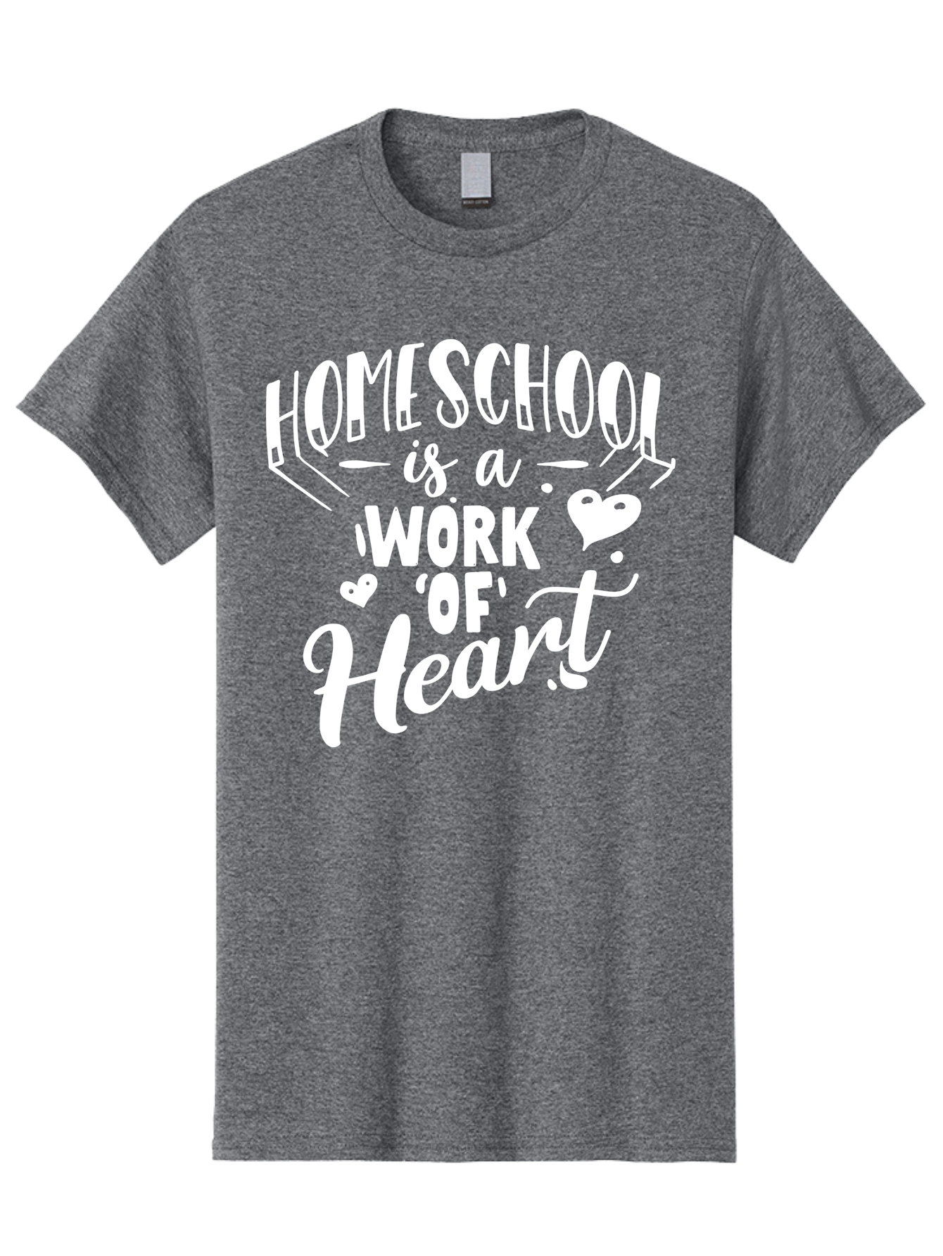 Homeschool-Is-A-Work-Of-Heart Men'S Graphic Tee, 100% Cotton, Comfortable Casual Summer Wear, Machine Washable, Homeschool, Work Of Heart, Education, Learning, Parenting, Homeschooling, Dedication, Love, Passion Aab350