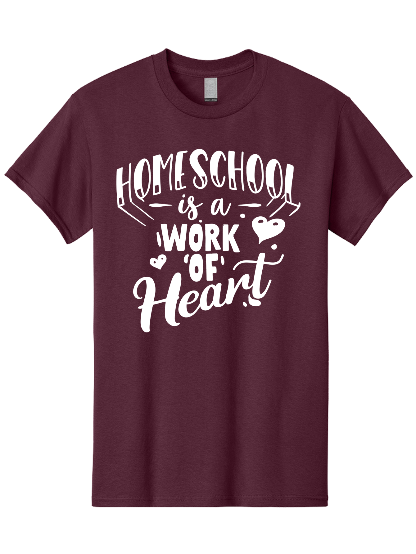 Homeschool-Is-A-Work-Of-Heart Men'S Graphic Tee, 100% Cotton, Comfortable Casual Summer Wear, Machine Washable, Homeschool, Work Of Heart, Education, Learning, Parenting, Homeschooling, Dedication, Love, Passion Aab350
