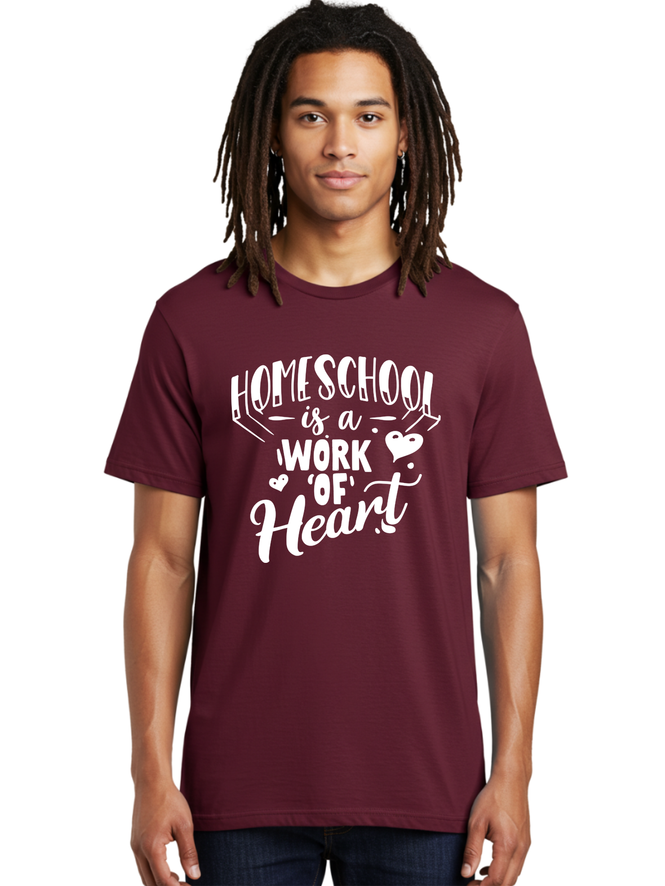 Homeschool-Is-A-Work-Of-Heart Men'S Graphic Tee, 100% Cotton, Comfortable Casual Summer Wear, Machine Washable, Homeschool, Work Of Heart, Education, Learning, Parenting, Homeschooling, Dedication, Love, Passion Aab350