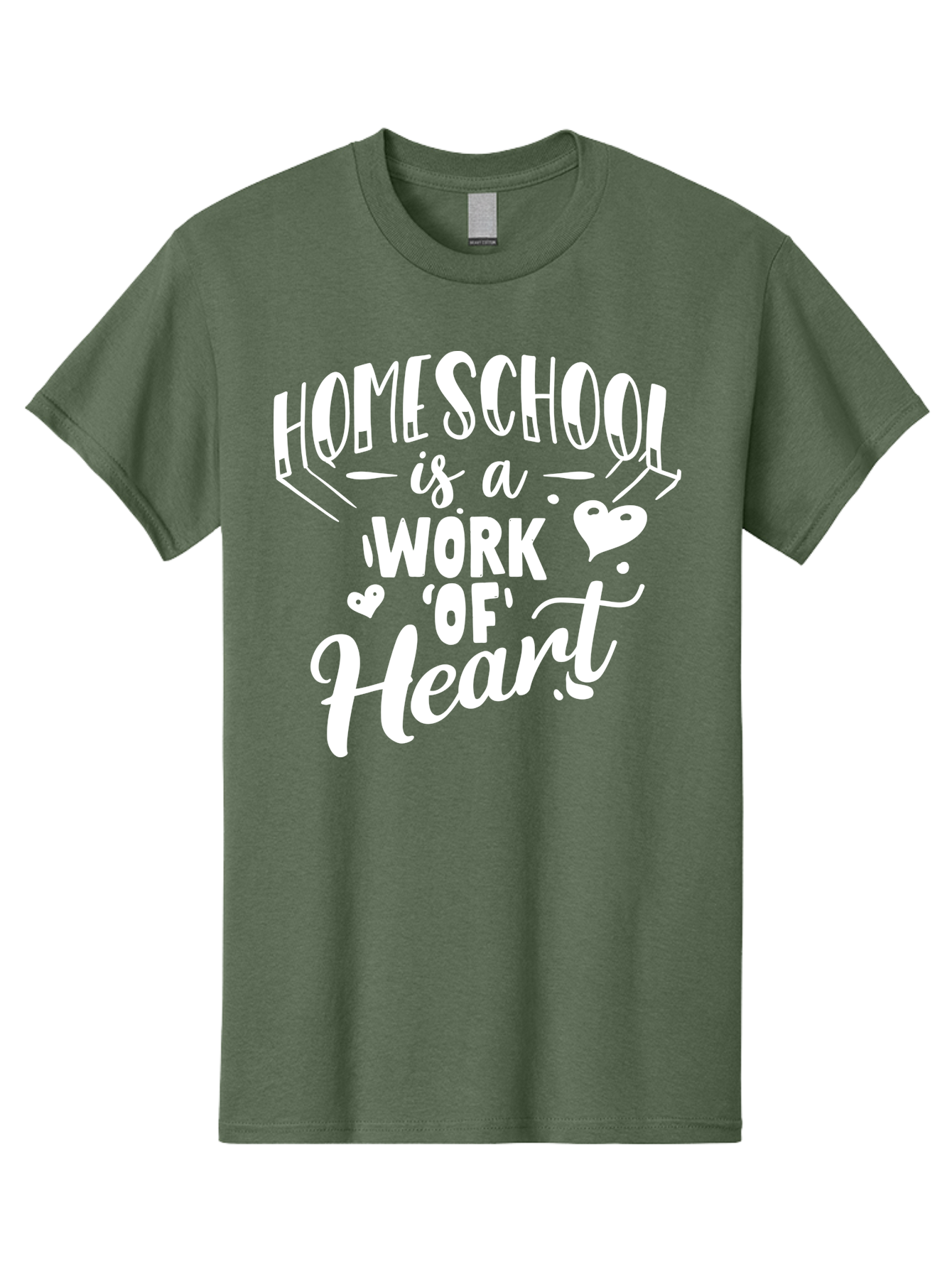 Homeschool-Is-A-Work-Of-Heart Men'S Graphic Tee, 100% Cotton, Comfortable Casual Summer Wear, Machine Washable, Homeschool, Work Of Heart, Education, Learning, Parenting, Homeschooling, Dedication, Love, Passion Aab350