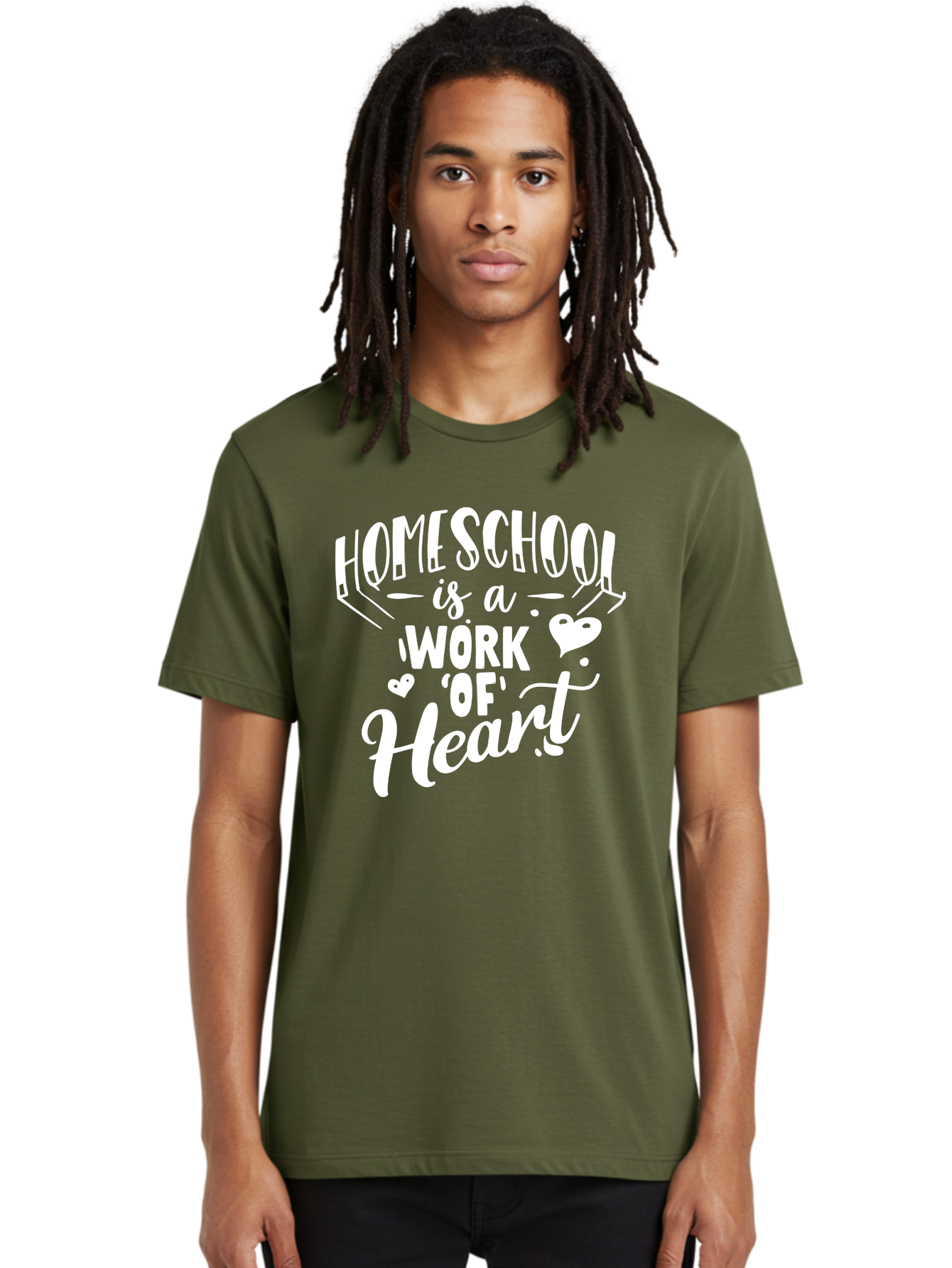 Homeschool-Is-A-Work-Of-Heart Men'S Graphic Tee, 100% Cotton, Comfortable Casual Summer Wear, Machine Washable, Homeschool, Work Of Heart, Education, Learning, Parenting, Homeschooling, Dedication, Love, Passion Aab350