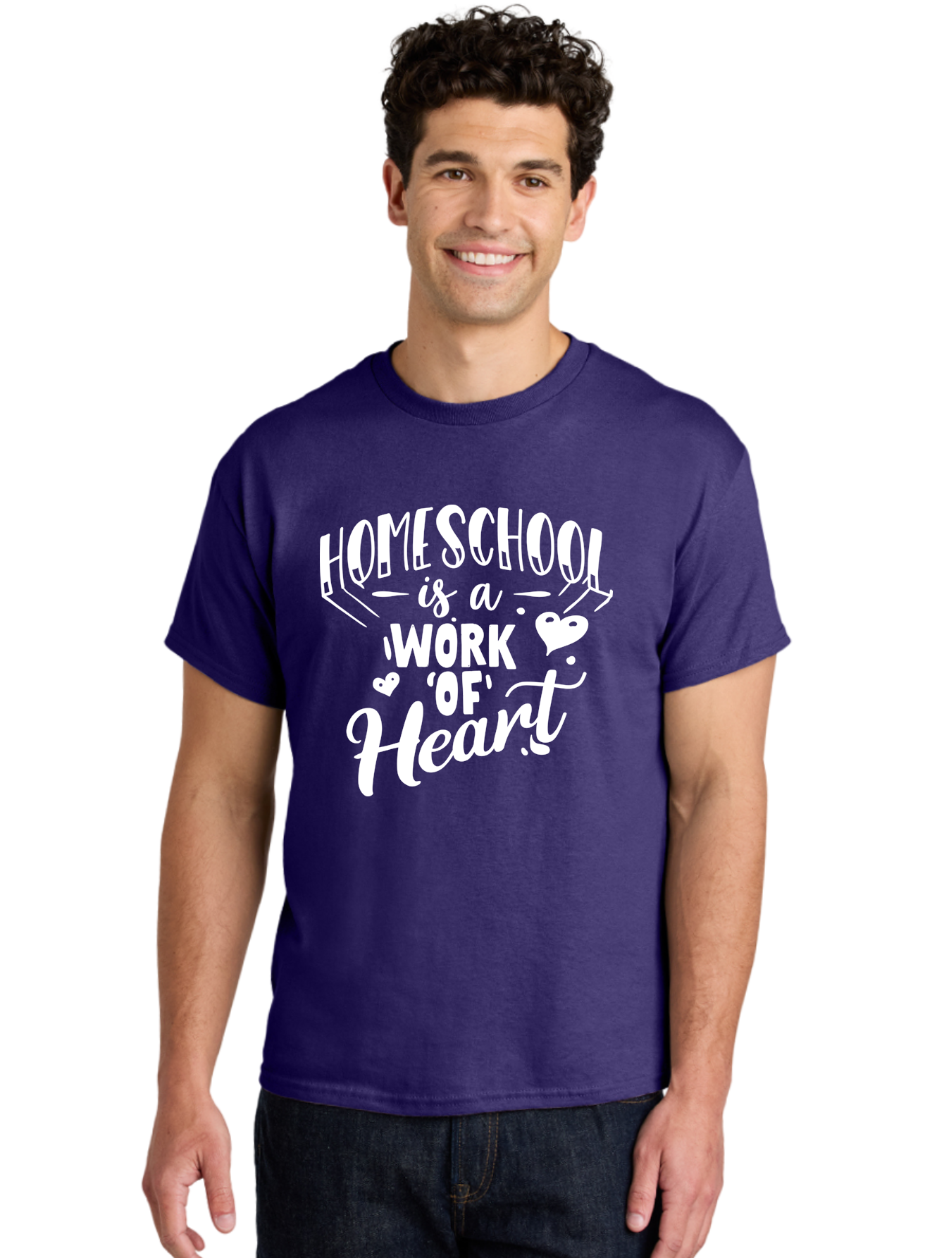 Homeschool-Is-A-Work-Of-Heart Men'S Graphic Tee, 100% Cotton, Comfortable Casual Summer Wear, Machine Washable, Homeschool, Work Of Heart, Education, Learning, Parenting, Homeschooling, Dedication, Love, Passion Aab350