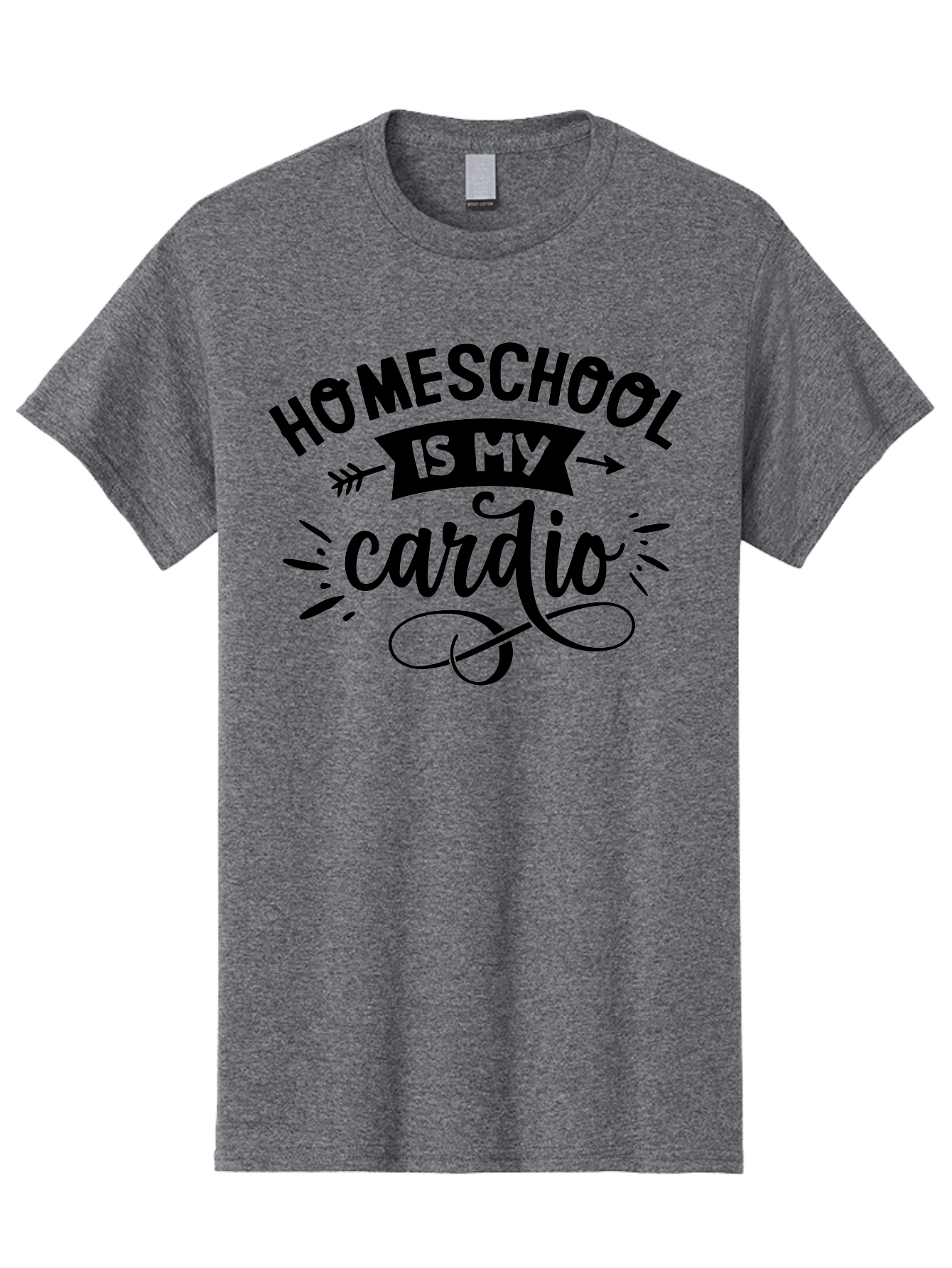 Homeschool-Is-My-Cardio-1 Men'S Graphic Tee, 100% Cotton, Comfortable Casual Summer Wear, Machine Washable, Homeschool, Cardio Workout, Motivational Quote, Fitness Inspiration, Humorous Saying, Parenting Humor, Educational Quotes Aab351