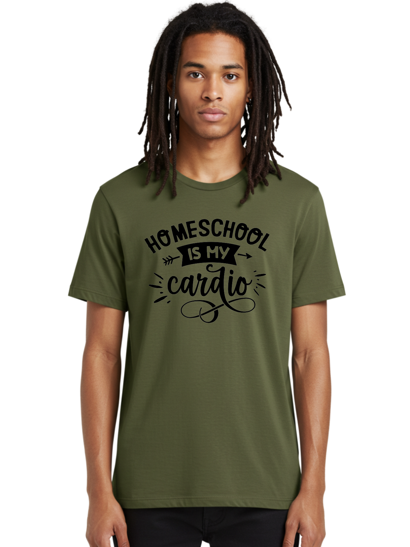 Homeschool-Is-My-Cardio-1 Men'S Graphic Tee, 100% Cotton, Comfortable Casual Summer Wear, Machine Washable, Homeschool, Cardio Workout, Motivational Quote, Fitness Inspiration, Humorous Saying, Parenting Humor, Educational Quotes Aab351