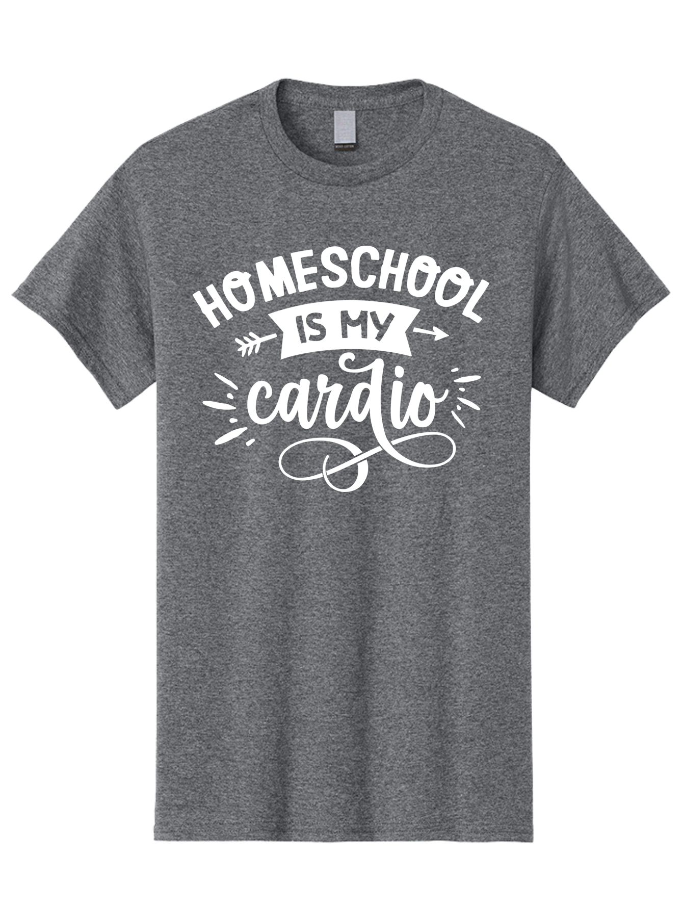 Homeschool-Is-My-Cardio Men'S Graphic Tee, 100% Cotton, Comfortable Casual Summer Wear, Machine Washable, Homeschool Humor, Funny Quotes, Cardio Workout, Homeschooling Parents, Witty Sayings, Inspirational Quotes, Motivational Phrases Aab352