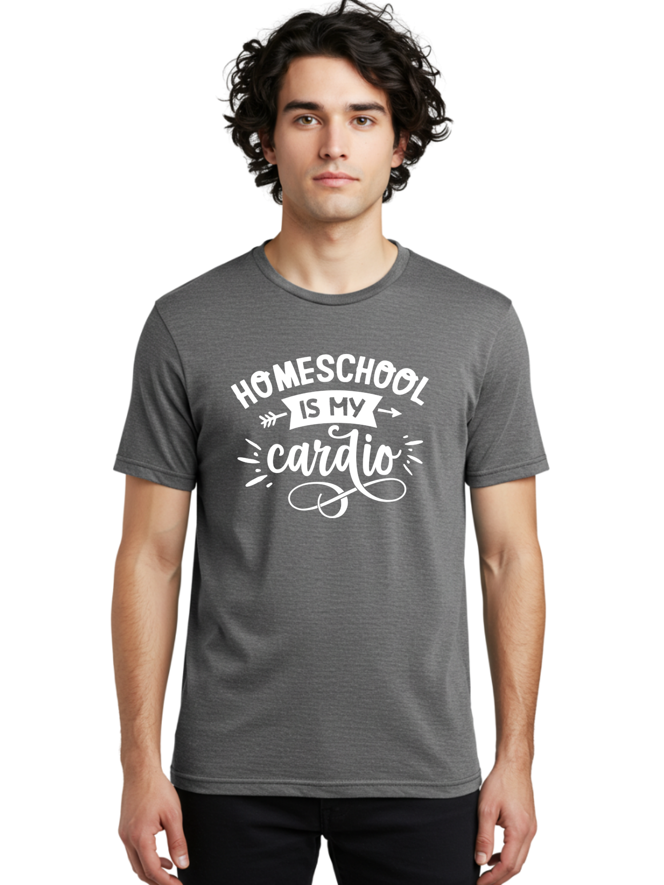Homeschool-Is-My-Cardio Men'S Graphic Tee, 100% Cotton, Comfortable Casual Summer Wear, Machine Washable, Homeschool Humor, Funny Quotes, Cardio Workout, Homeschooling Parents, Witty Sayings, Inspirational Quotes, Motivational Phrases Aab352