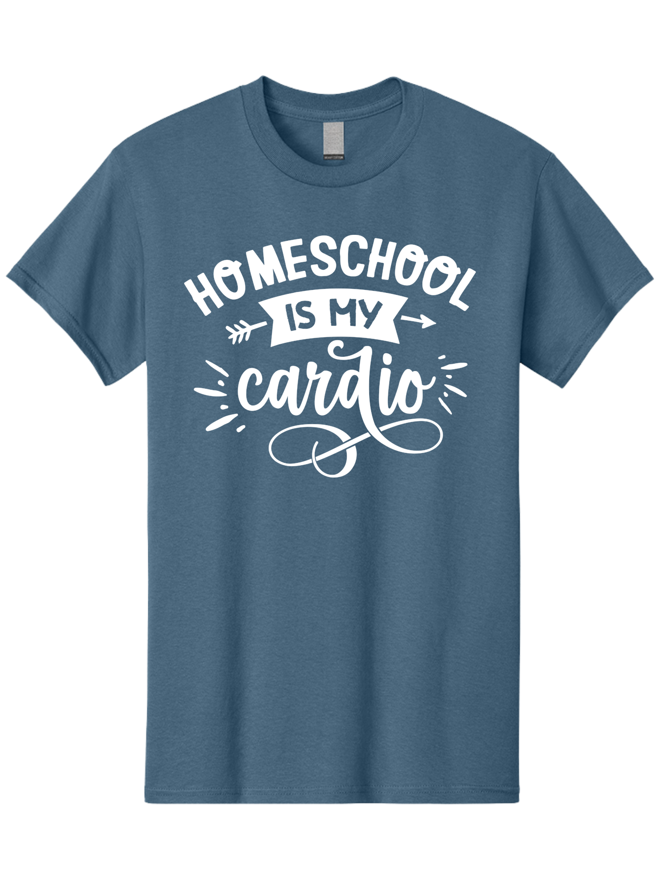 Homeschool-Is-My-Cardio Men'S Graphic Tee, 100% Cotton, Comfortable Casual Summer Wear, Machine Washable, Homeschool Humor, Funny Quotes, Cardio Workout, Homeschooling Parents, Witty Sayings, Inspirational Quotes, Motivational Phrases Aab352