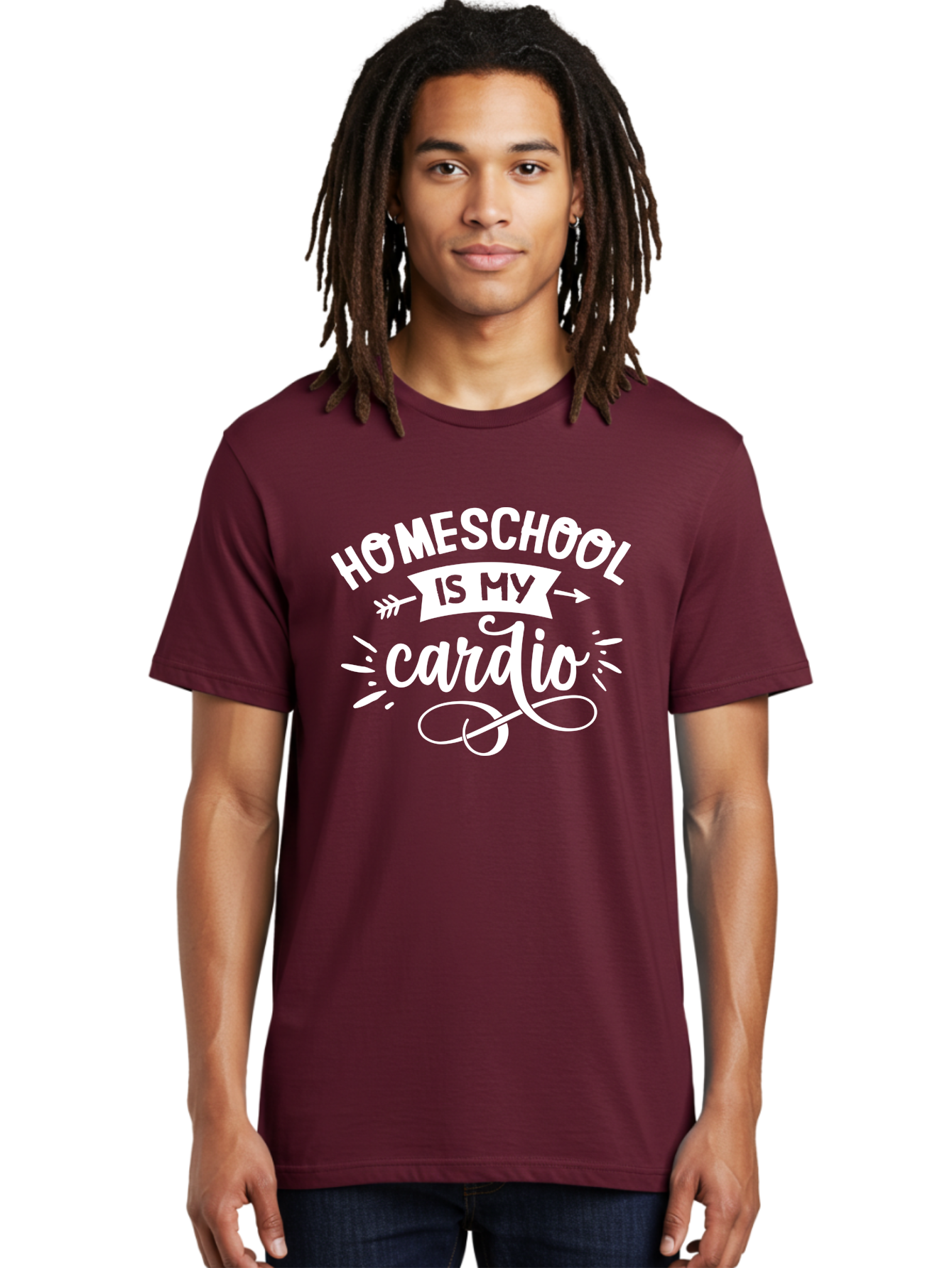 Homeschool-Is-My-Cardio Men'S Graphic Tee, 100% Cotton, Comfortable Casual Summer Wear, Machine Washable, Homeschool Humor, Funny Quotes, Cardio Workout, Homeschooling Parents, Witty Sayings, Inspirational Quotes, Motivational Phrases Aab352