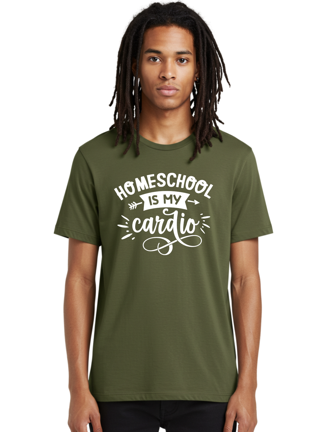 Homeschool-Is-My-Cardio Men'S Graphic Tee, 100% Cotton, Comfortable Casual Summer Wear, Machine Washable, Homeschool Humor, Funny Quotes, Cardio Workout, Homeschooling Parents, Witty Sayings, Inspirational Quotes, Motivational Phrases Aab352