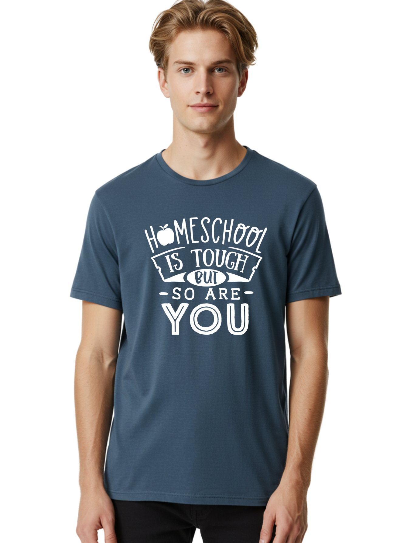 Homeschool-Is-Tough-But-So-Are-You-1 Men'S Graphic Tee, 100% Cotton, Comfortable Casual Summer Wear, Machine Washable, Homeschool Inspiration, Motivational Quote, Educational Support, Parenting Encouragement, Tough Homeschooling, Aab353