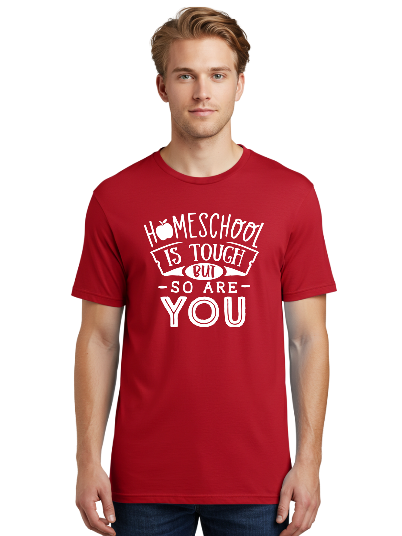 Homeschool-Is-Tough-But-So-Are-You-1 Men'S Graphic Tee, 100% Cotton, Comfortable Casual Summer Wear, Machine Washable, Homeschool Inspiration, Motivational Quote, Educational Support, Parenting Encouragement, Tough Homeschooling, Aab353
