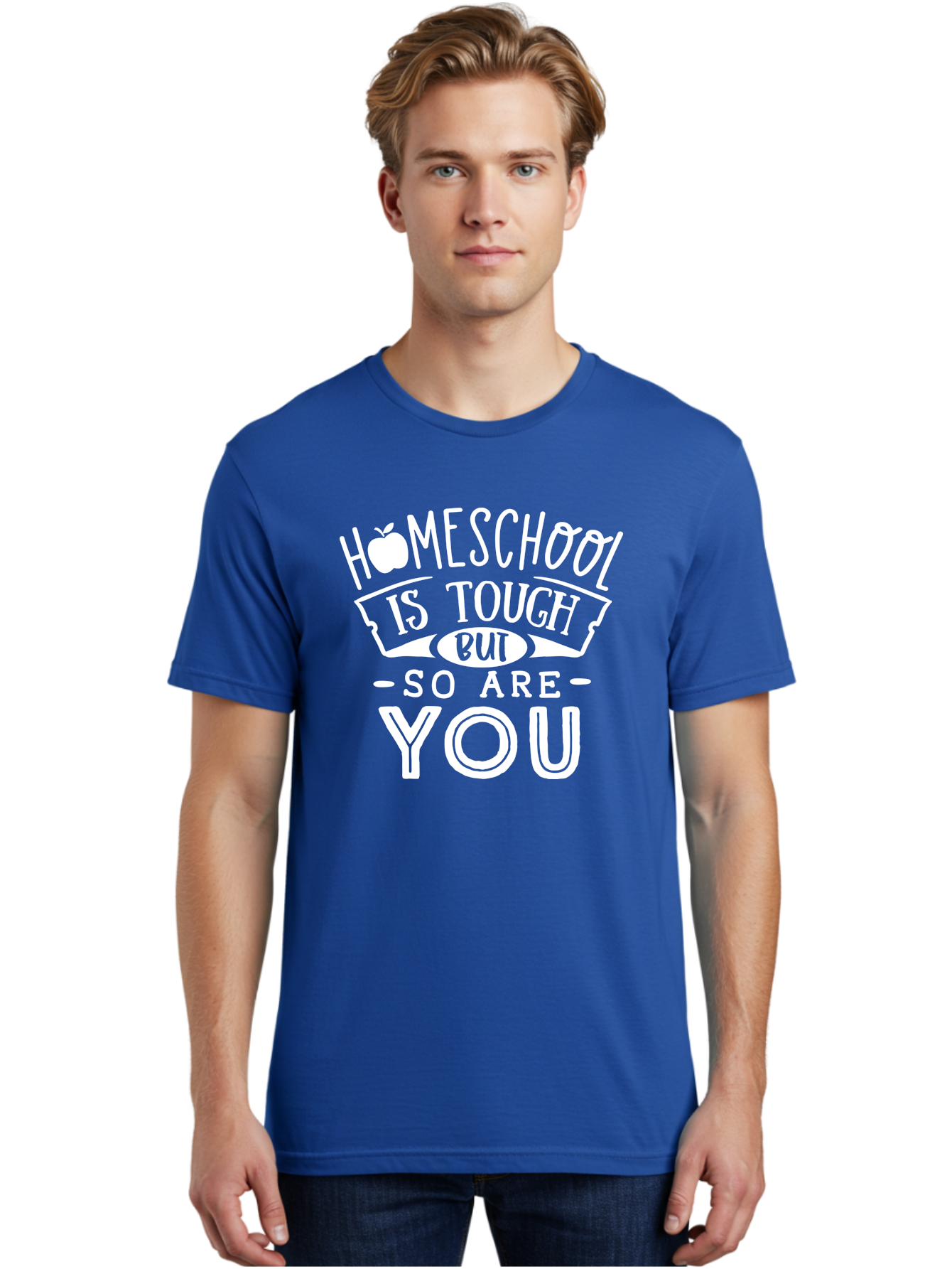 Homeschool-Is-Tough-But-So-Are-You-1 Men'S Graphic Tee, 100% Cotton, Comfortable Casual Summer Wear, Machine Washable, Homeschool Inspiration, Motivational Quote, Educational Support, Parenting Encouragement, Tough Homeschooling, Aab353