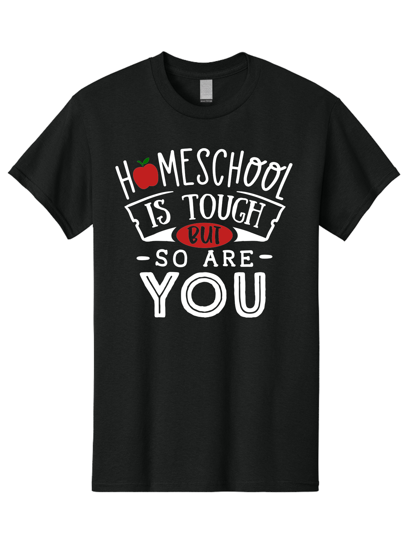 Homeschool-Is-Tough-But-So-Are-You-2 Men'S Graphic Tee, 100% Cotton, Comfortable Casual Summer Wear, Machine Washable, Homeschool, Motivational Quote, Inspirational Message, Apple Symbol, Education, Perseverance, Resilience, Empowerment Aab354