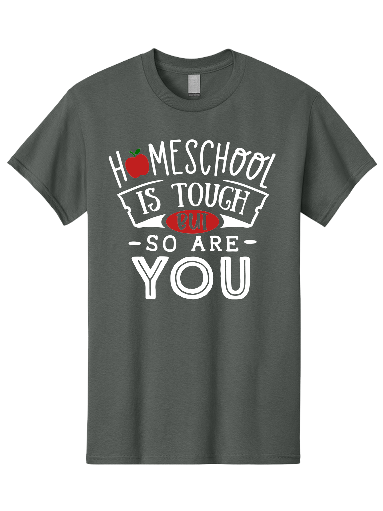 Homeschool-Is-Tough-But-So-Are-You-2 Men'S Graphic Tee, 100% Cotton, Comfortable Casual Summer Wear, Machine Washable, Homeschool, Motivational Quote, Inspirational Message, Apple Symbol, Education, Perseverance, Resilience, Empowerment Aab354