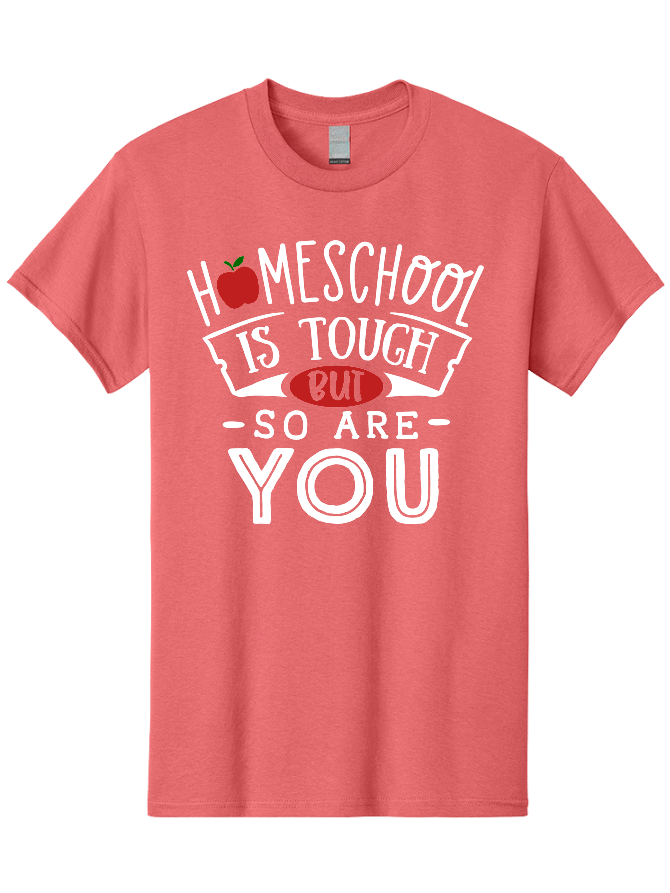 Homeschool-Is-Tough-But-So-Are-You-2 Men'S Graphic Tee, 100% Cotton, Comfortable Casual Summer Wear, Machine Washable, Homeschool, Motivational Quote, Inspirational Message, Apple Symbol, Education, Perseverance, Resilience, Empowerment Aab354
