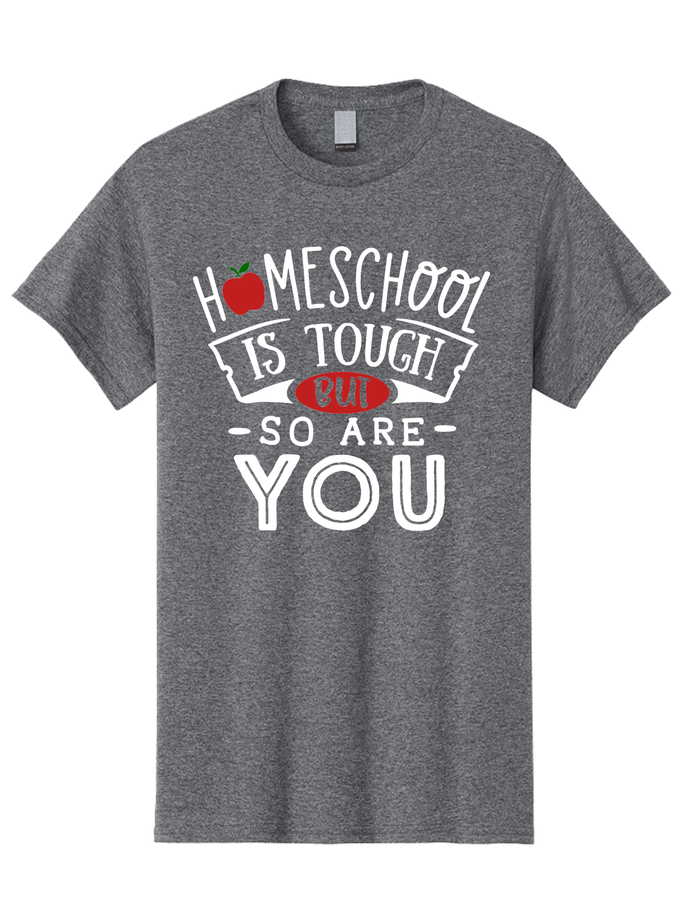 Homeschool-Is-Tough-But-So-Are-You-2 Men'S Graphic Tee, 100% Cotton, Comfortable Casual Summer Wear, Machine Washable, Homeschool, Motivational Quote, Inspirational Message, Apple Symbol, Education, Perseverance, Resilience, Empowerment Aab354