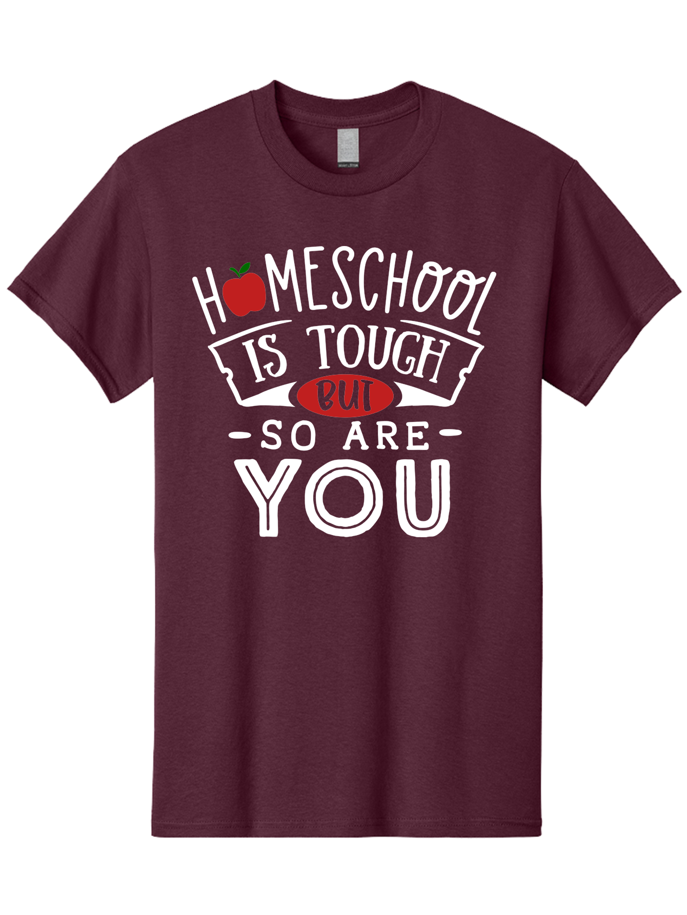 Homeschool-Is-Tough-But-So-Are-You-2 Men'S Graphic Tee, 100% Cotton, Comfortable Casual Summer Wear, Machine Washable, Homeschool, Motivational Quote, Inspirational Message, Apple Symbol, Education, Perseverance, Resilience, Empowerment Aab354