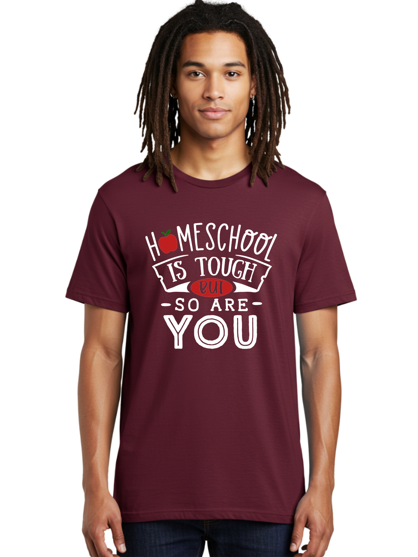 Homeschool-Is-Tough-But-So-Are-You-2 Men'S Graphic Tee, 100% Cotton, Comfortable Casual Summer Wear, Machine Washable, Homeschool, Motivational Quote, Inspirational Message, Apple Symbol, Education, Perseverance, Resilience, Empowerment Aab354