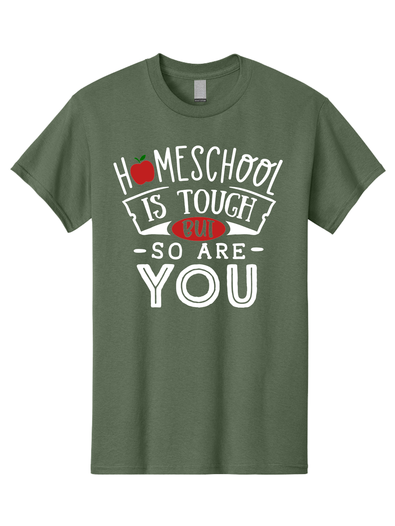 Homeschool-Is-Tough-But-So-Are-You-2 Men'S Graphic Tee, 100% Cotton, Comfortable Casual Summer Wear, Machine Washable, Homeschool, Motivational Quote, Inspirational Message, Apple Symbol, Education, Perseverance, Resilience, Empowerment Aab354