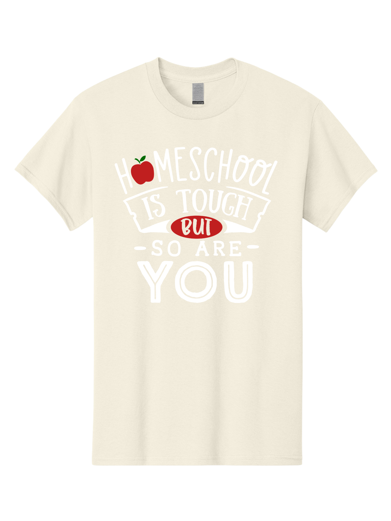 Homeschool-Is-Tough-But-So-Are-You-2 Men'S Graphic Tee, 100% Cotton, Comfortable Casual Summer Wear, Machine Washable, Homeschool, Motivational Quote, Inspirational Message, Apple Symbol, Education, Perseverance, Resilience, Empowerment Aab354
