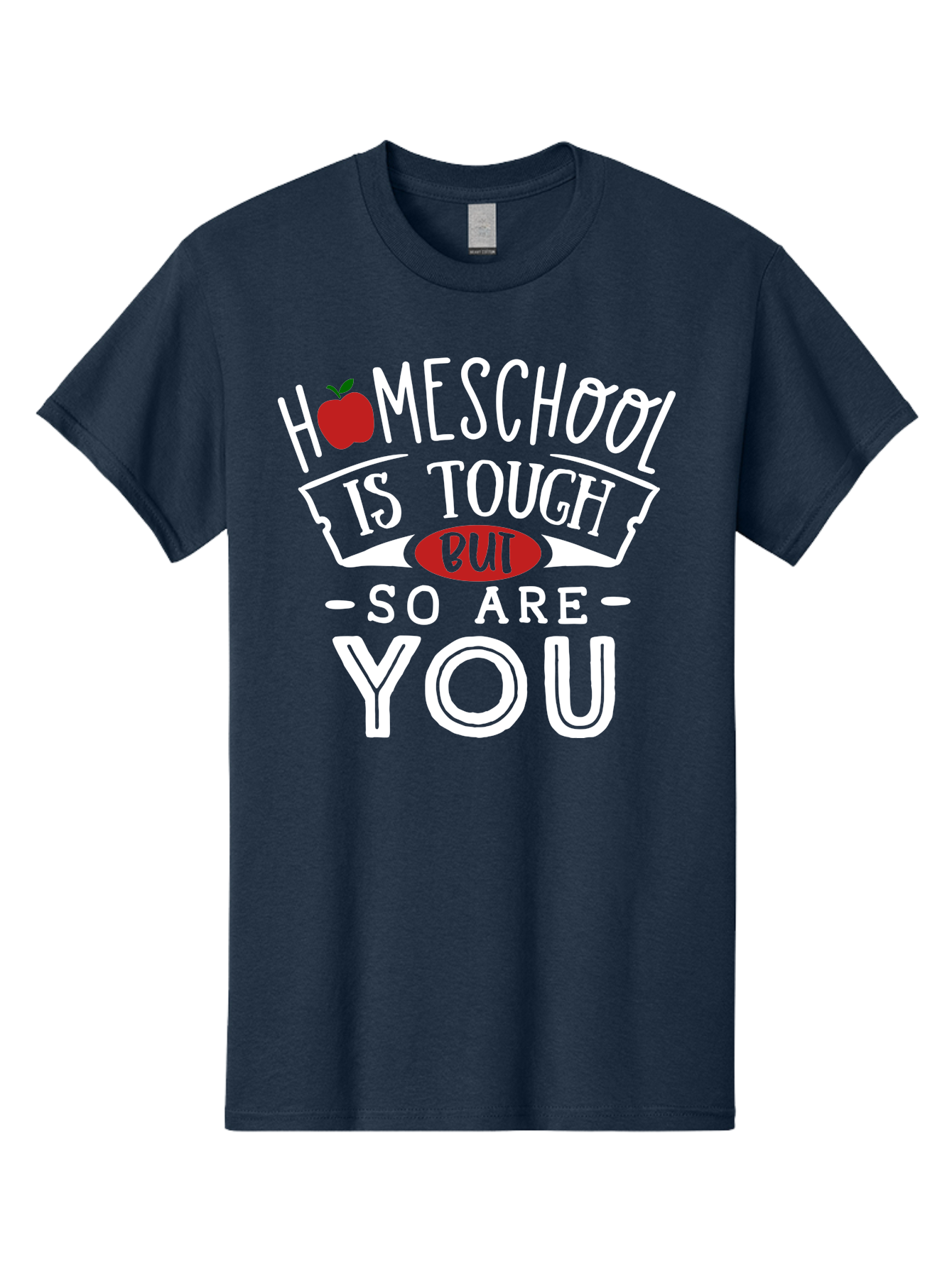 Homeschool-Is-Tough-But-So-Are-You-2 Men'S Graphic Tee, 100% Cotton, Comfortable Casual Summer Wear, Machine Washable, Homeschool, Motivational Quote, Inspirational Message, Apple Symbol, Education, Perseverance, Resilience, Empowerment Aab354