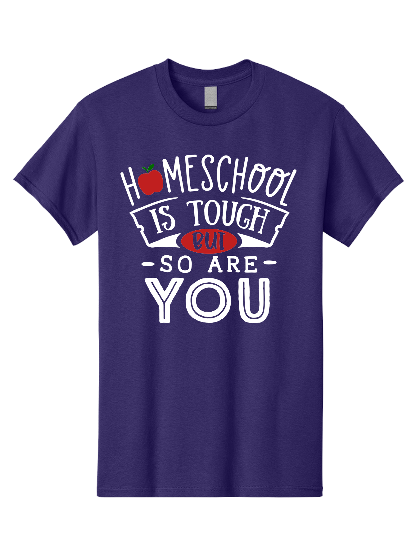 Homeschool-Is-Tough-But-So-Are-You-2 Men'S Graphic Tee, 100% Cotton, Comfortable Casual Summer Wear, Machine Washable, Homeschool, Motivational Quote, Inspirational Message, Apple Symbol, Education, Perseverance, Resilience, Empowerment Aab354