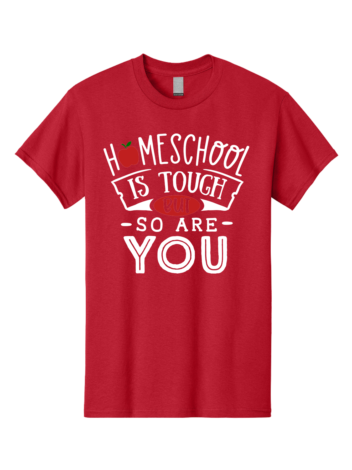 Homeschool-Is-Tough-But-So-Are-You-2 Men'S Graphic Tee, 100% Cotton, Comfortable Casual Summer Wear, Machine Washable, Homeschool, Motivational Quote, Inspirational Message, Apple Symbol, Education, Perseverance, Resilience, Empowerment Aab354