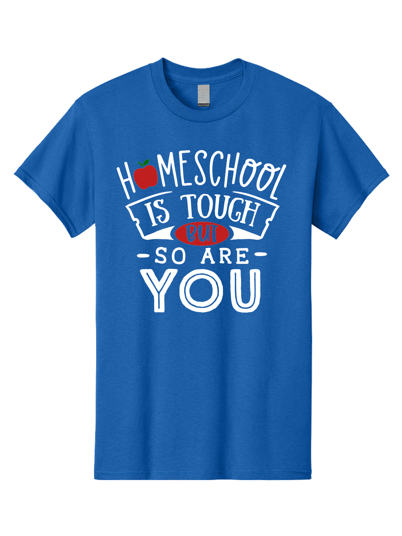 Homeschool-Is-Tough-But-So-Are-You-2 Men'S Graphic Tee, 100% Cotton, Comfortable Casual Summer Wear, Machine Washable, Homeschool, Motivational Quote, Inspirational Message, Apple Symbol, Education, Perseverance, Resilience, Empowerment Aab354