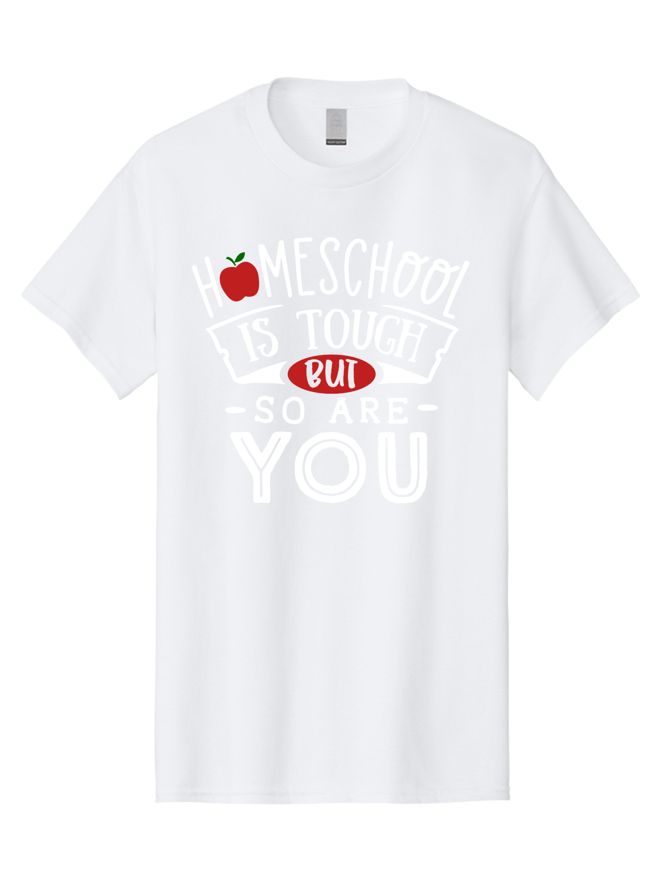 Homeschool-Is-Tough-But-So-Are-You-2 Men'S Graphic Tee, 100% Cotton, Comfortable Casual Summer Wear, Machine Washable, Homeschool, Motivational Quote, Inspirational Message, Apple Symbol, Education, Perseverance, Resilience, Empowerment Aab354