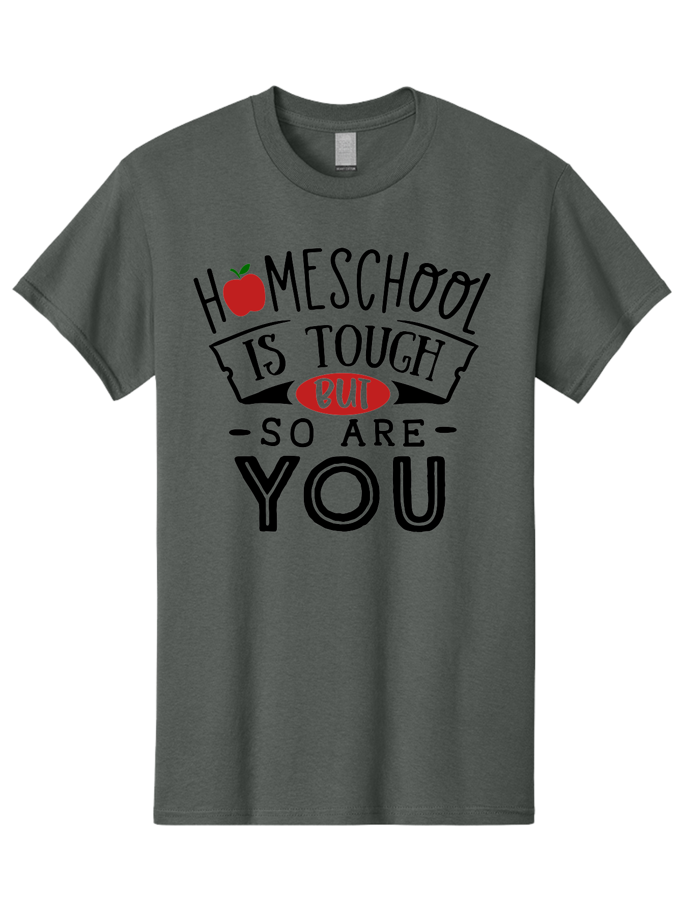 Homeschool-Is-Tough-But-So-Are-You-3 Men'S Graphic Tee, 100% Cotton, Comfortable Casual Summer Wear, Machine Washable, Homeschool, Motivational Quote, Inspirational Saying, Education, Learning, Teaching, Encouragement, Positivity, Apple Symbol Aab355