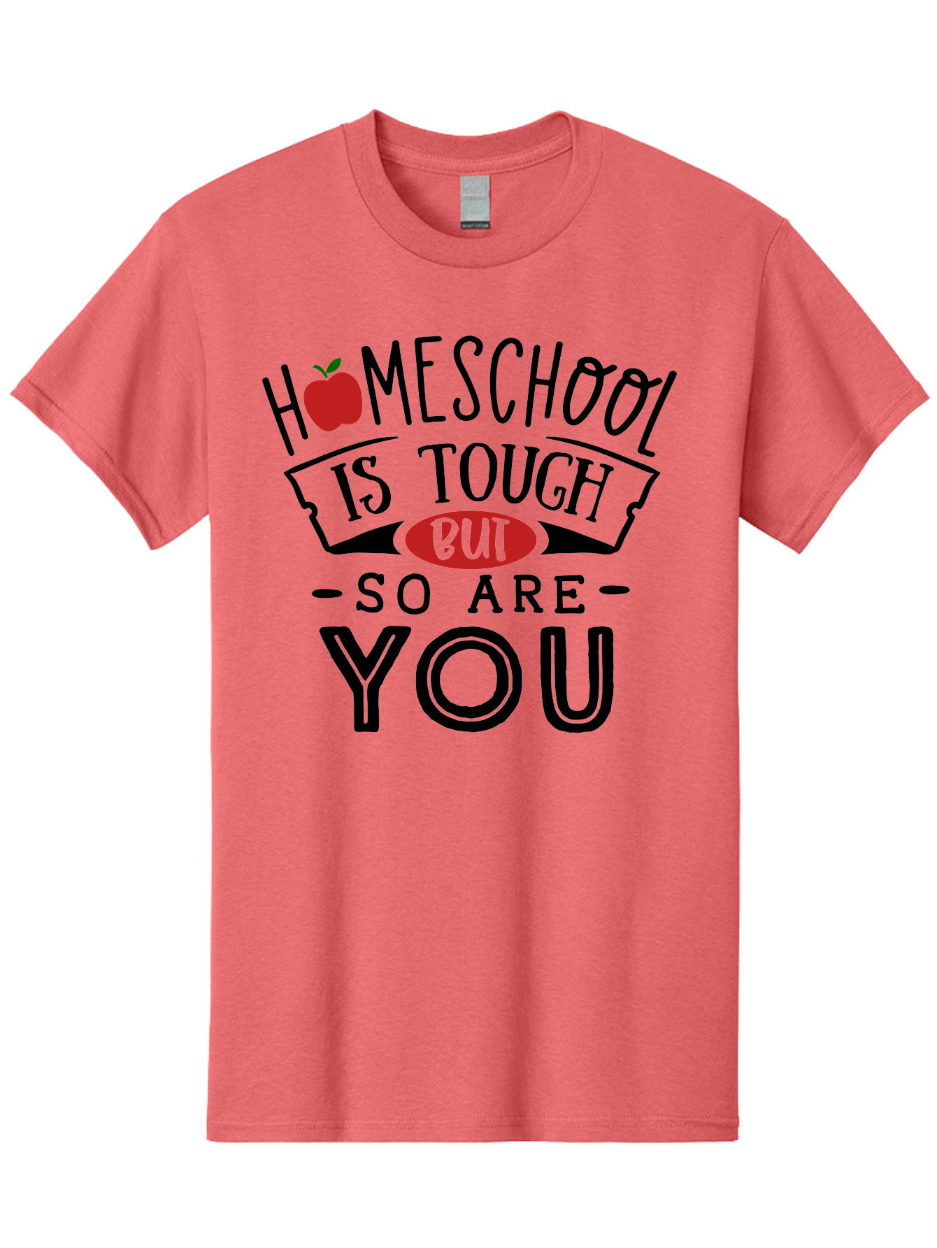 Homeschool-Is-Tough-But-So-Are-You-3 Men'S Graphic Tee, 100% Cotton, Comfortable Casual Summer Wear, Machine Washable, Homeschool, Motivational Quote, Inspirational Saying, Education, Learning, Teaching, Encouragement, Positivity, Apple Symbol Aab355