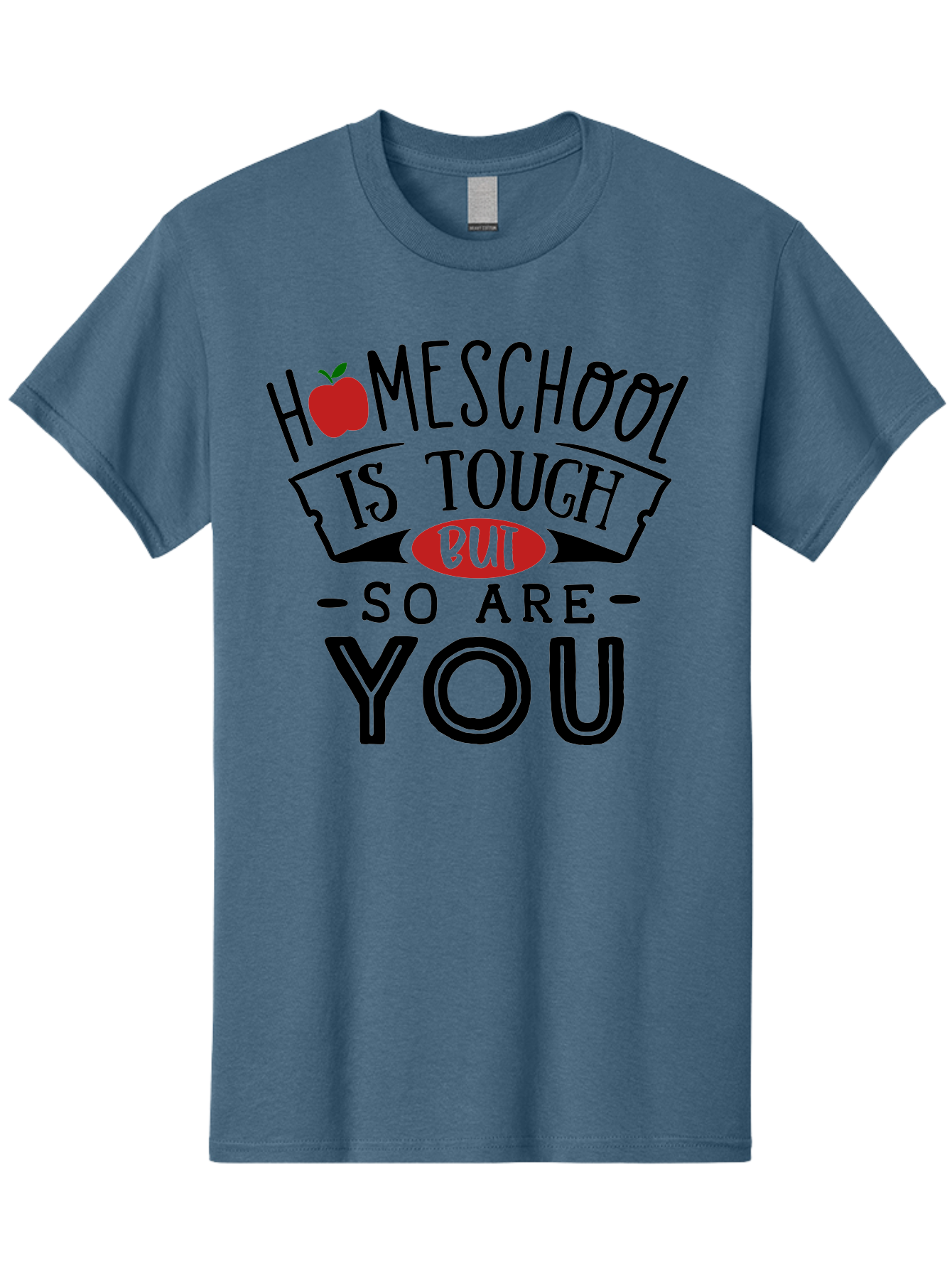 Homeschool-Is-Tough-But-So-Are-You-3 Men'S Graphic Tee, 100% Cotton, Comfortable Casual Summer Wear, Machine Washable, Homeschool, Motivational Quote, Inspirational Saying, Education, Learning, Teaching, Encouragement, Positivity, Apple Symbol Aab355