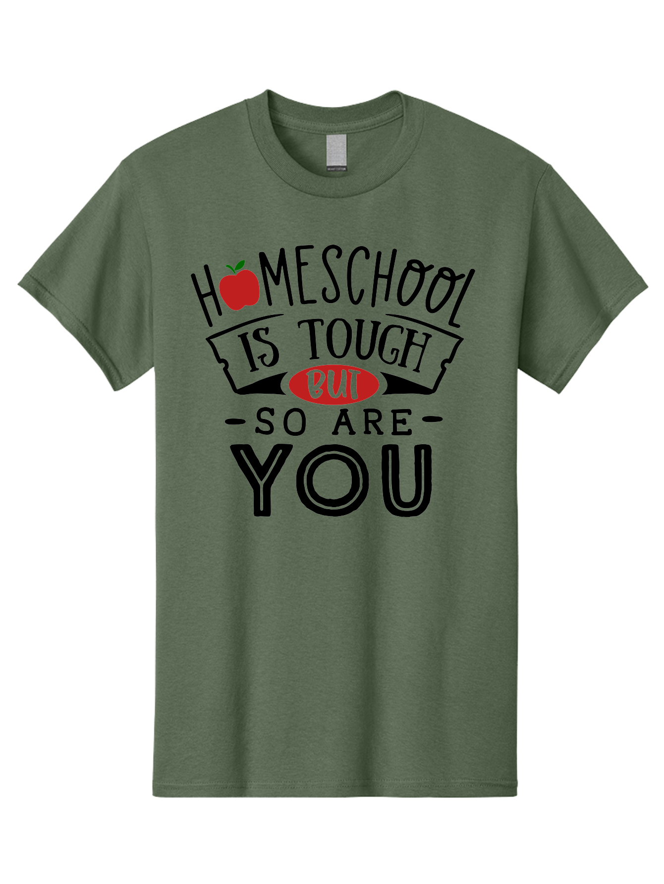 Homeschool-Is-Tough-But-So-Are-You-3 Men'S Graphic Tee, 100% Cotton, Comfortable Casual Summer Wear, Machine Washable, Homeschool, Motivational Quote, Inspirational Saying, Education, Learning, Teaching, Encouragement, Positivity, Apple Symbol Aab355