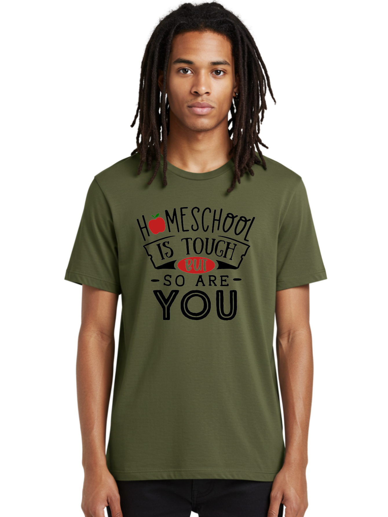 Homeschool-Is-Tough-But-So-Are-You-3 Men'S Graphic Tee, 100% Cotton, Comfortable Casual Summer Wear, Machine Washable, Homeschool, Motivational Quote, Inspirational Saying, Education, Learning, Teaching, Encouragement, Positivity, Apple Symbol Aab355