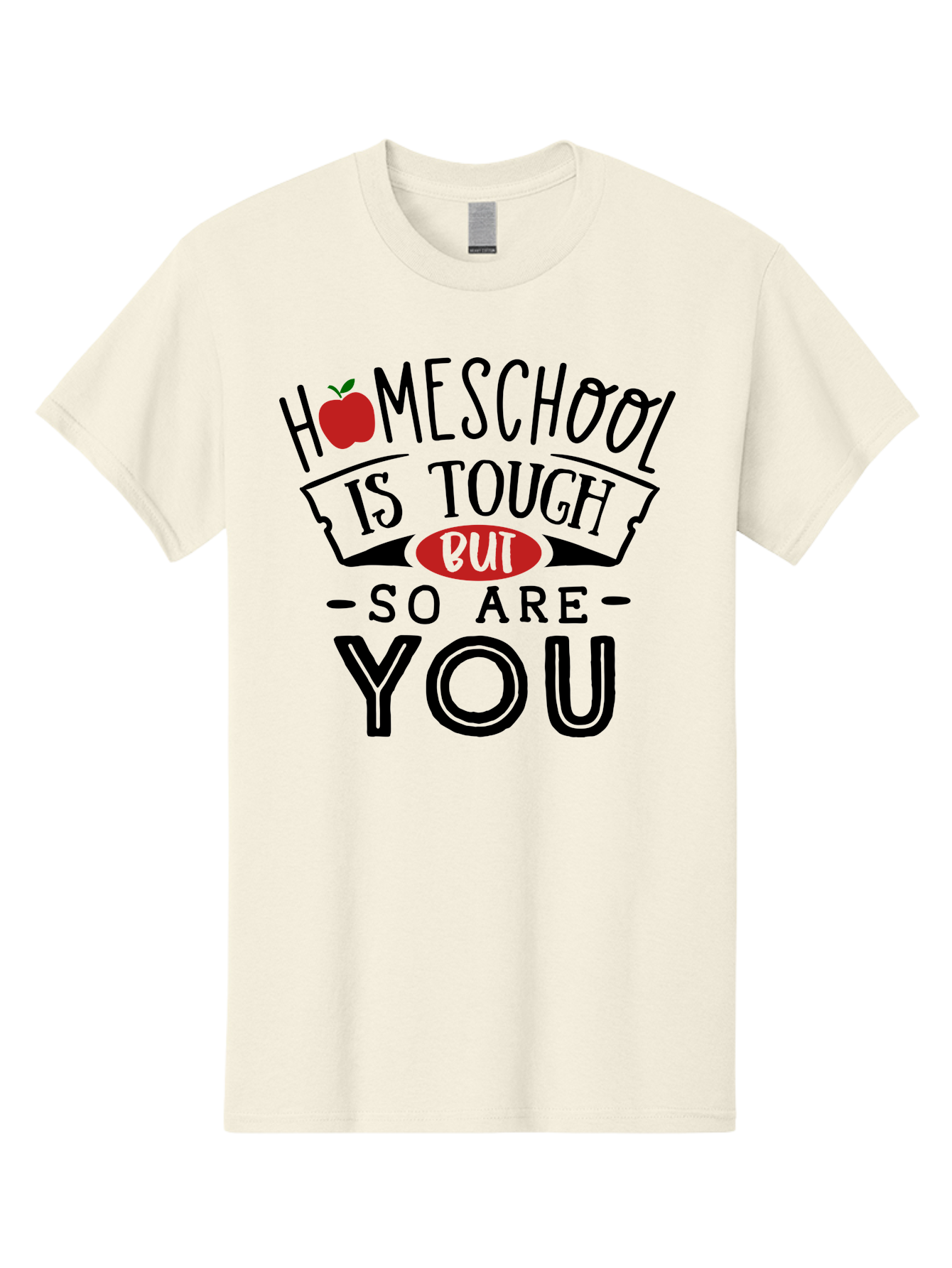 Homeschool-Is-Tough-But-So-Are-You-3 Men'S Graphic Tee, 100% Cotton, Comfortable Casual Summer Wear, Machine Washable, Homeschool, Motivational Quote, Inspirational Saying, Education, Learning, Teaching, Encouragement, Positivity, Apple Symbol Aab355