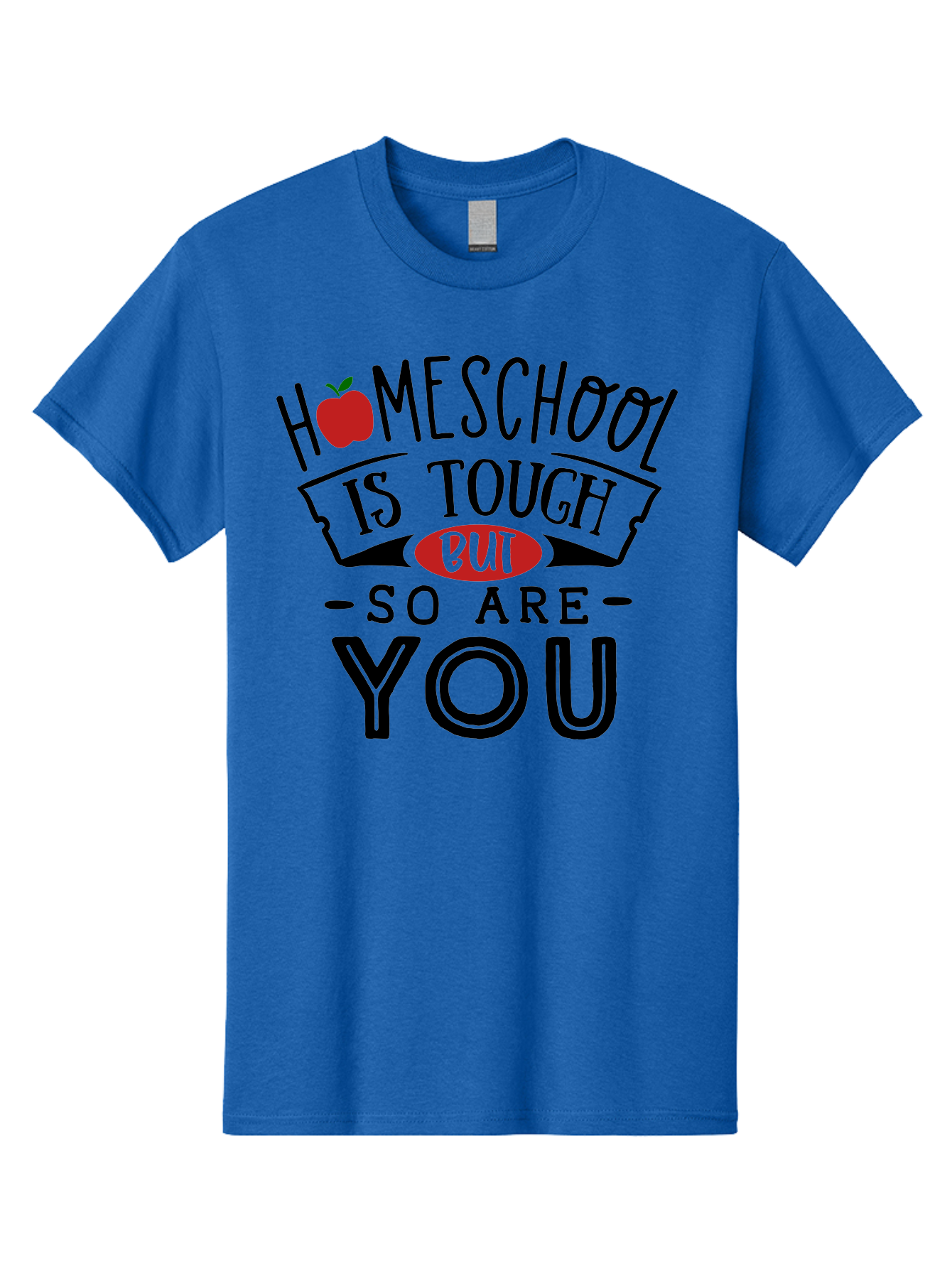 Homeschool-Is-Tough-But-So-Are-You-3 Men'S Graphic Tee, 100% Cotton, Comfortable Casual Summer Wear, Machine Washable, Homeschool, Motivational Quote, Inspirational Saying, Education, Learning, Teaching, Encouragement, Positivity, Apple Symbol Aab355