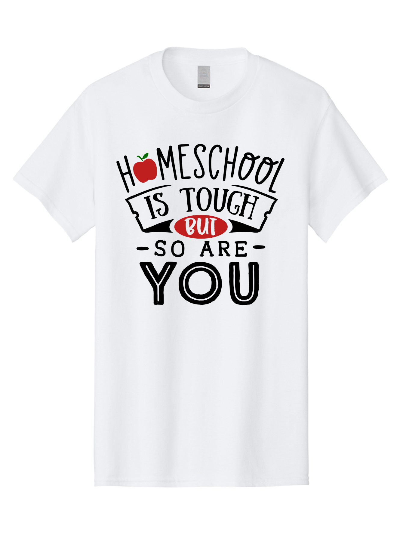 Homeschool-Is-Tough-But-So-Are-You-3 Men'S Graphic Tee, 100% Cotton, Comfortable Casual Summer Wear, Machine Washable, Homeschool, Motivational Quote, Inspirational Saying, Education, Learning, Teaching, Encouragement, Positivity, Apple Symbol Aab355
