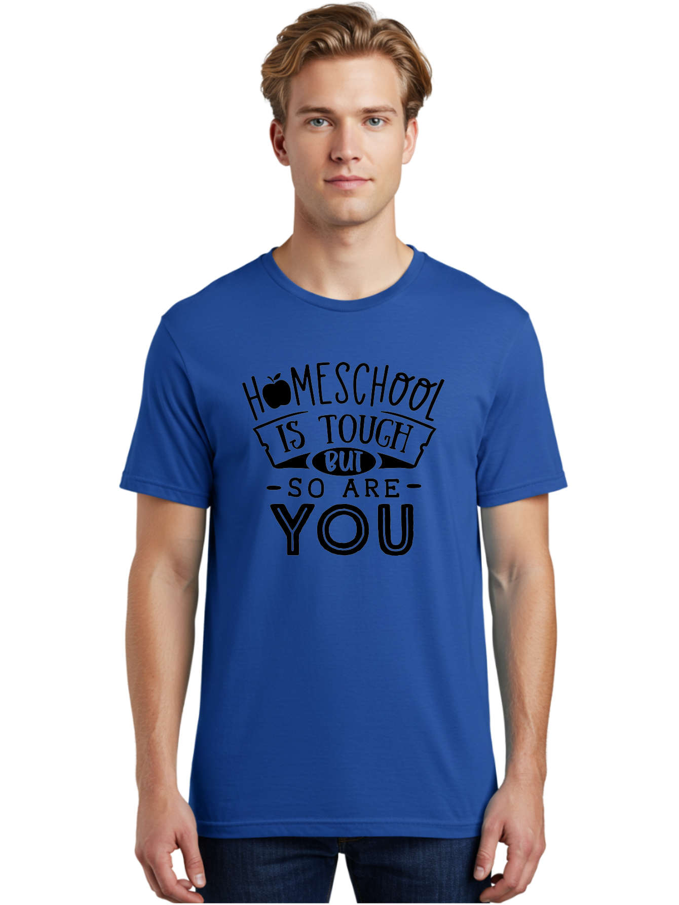 Homeschool-Is-Tough-But-So-Are-You Men'S Graphic Tee, 100% Cotton, Comfortable Casual Summer Wear, Machine Washable, Homeschool, Motivational Quote, Homeschooling, Tough But Strong, Inspirational Saying, Education, Learning, Empowerment Aab356
