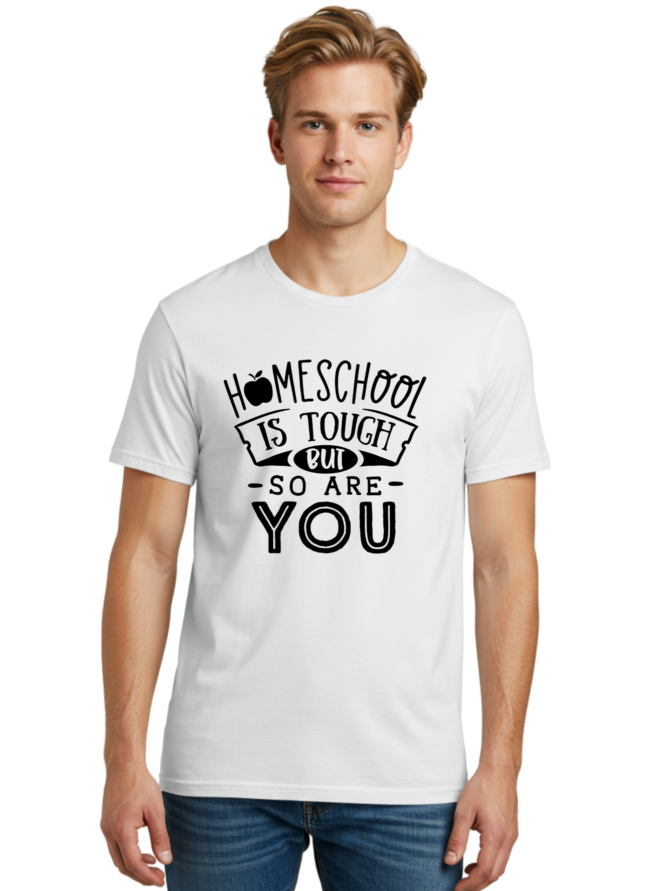 Homeschool-Is-Tough-But-So-Are-You Men'S Graphic Tee, 100% Cotton, Comfortable Casual Summer Wear, Machine Washable, Homeschool, Motivational Quote, Homeschooling, Tough But Strong, Inspirational Saying, Education, Learning, Empowerment Aab356