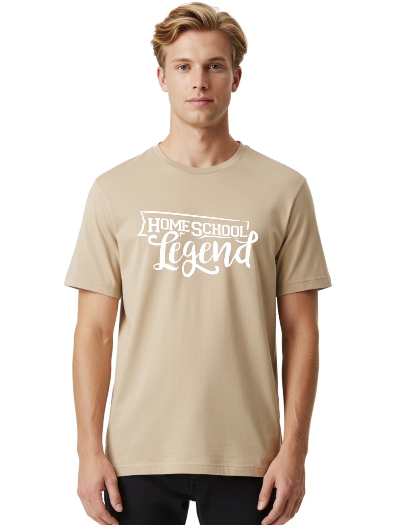 Homeschool-Legend Men'S Graphic Tee, 100% Cotton, Comfortable Casual Summer Wear, Machine Washable, Homeschool Legend, Homeschooling, Education, Learning, Custom Design, Personalized Logo, Inspirational Quote, Motivational Phrase, Aab357