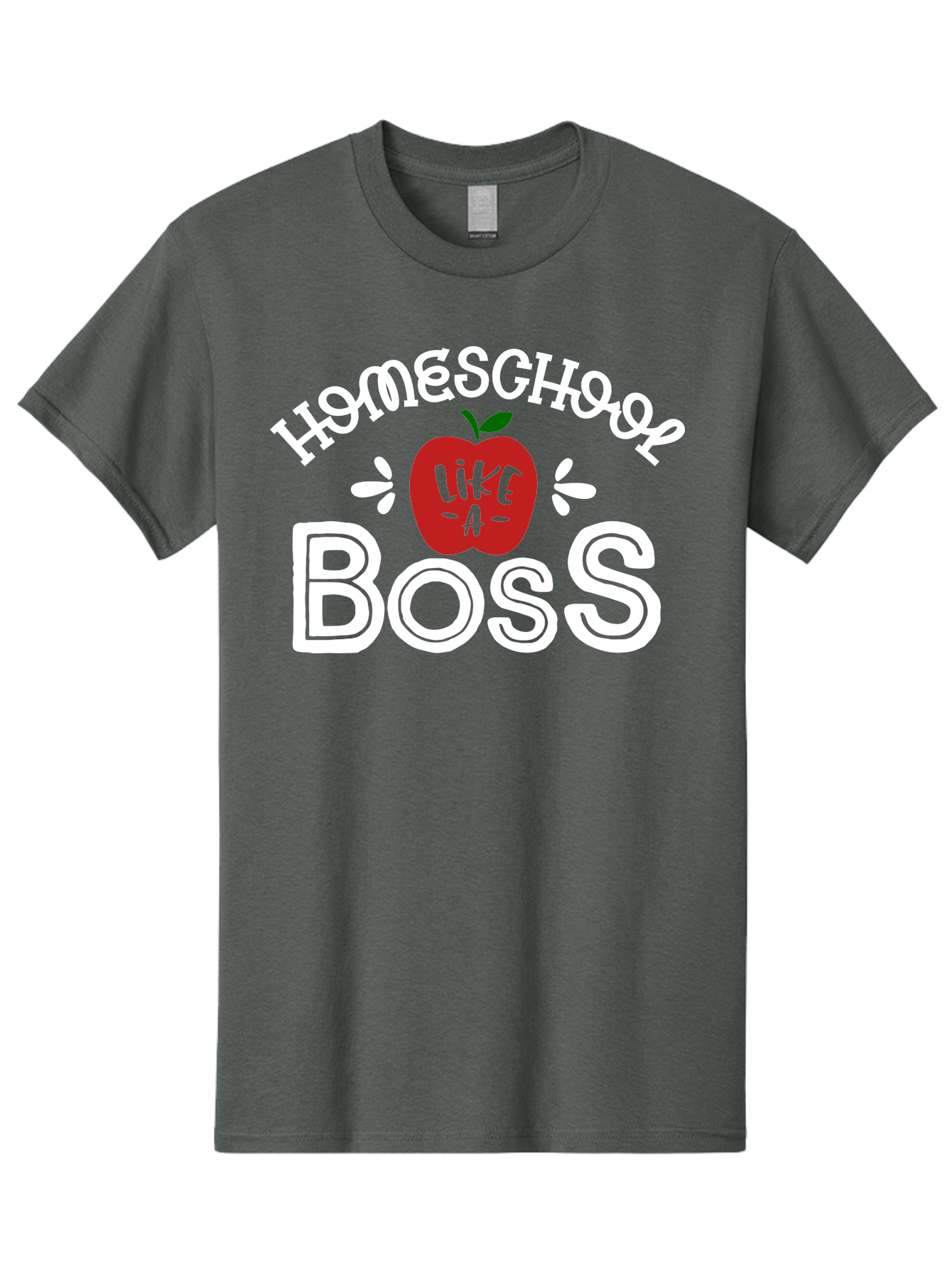 Homeschool-Like-A-Boss-1 Men'S Graphic Tee, 100% Cotton, Comfortable Casual Summer Wear, Machine Washable, Homeschool, Boss, Like A Boss, Apple, Teaching, Education, Homeschooling, Learning, Leadership, Empowerment, Motivational Quote, Aab358