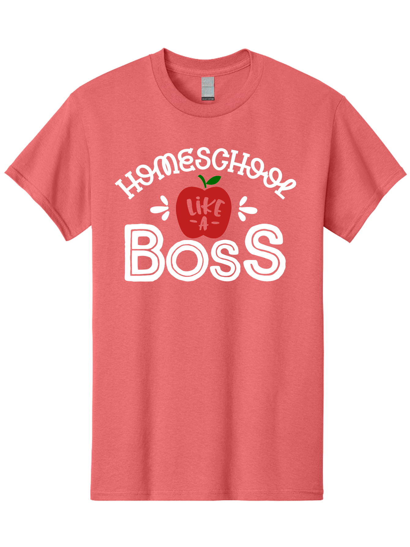 Homeschool-Like-A-Boss-1 Men'S Graphic Tee, 100% Cotton, Comfortable Casual Summer Wear, Machine Washable, Homeschool, Boss, Like A Boss, Apple, Teaching, Education, Homeschooling, Learning, Leadership, Empowerment, Motivational Quote, Aab358