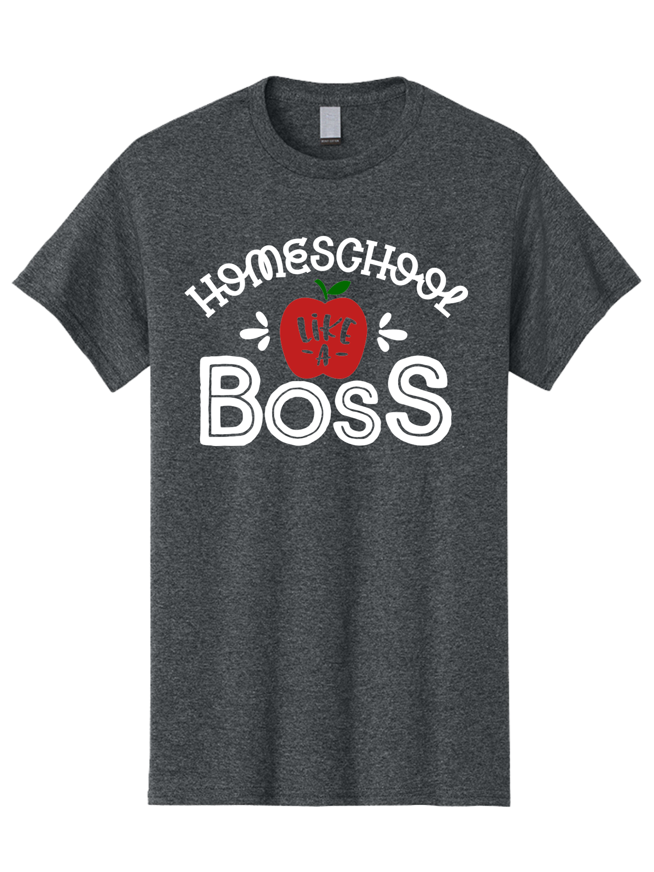 Homeschool-Like-A-Boss-1 Men'S Graphic Tee, 100% Cotton, Comfortable Casual Summer Wear, Machine Washable, Homeschool, Boss, Like A Boss, Apple, Teaching, Education, Homeschooling, Learning, Leadership, Empowerment, Motivational Quote, Aab358
