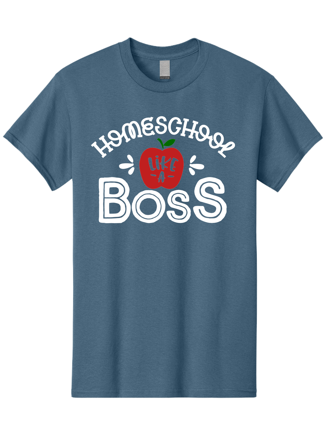 Homeschool-Like-A-Boss-1 Men'S Graphic Tee, 100% Cotton, Comfortable Casual Summer Wear, Machine Washable, Homeschool, Boss, Like A Boss, Apple, Teaching, Education, Homeschooling, Learning, Leadership, Empowerment, Motivational Quote, Aab358