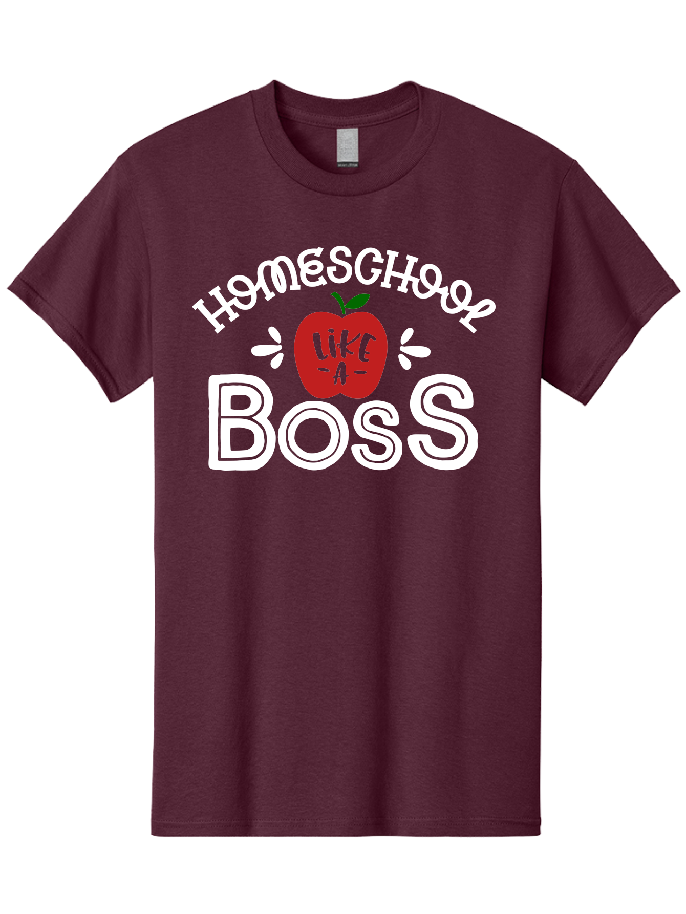 Homeschool-Like-A-Boss-1 Men'S Graphic Tee, 100% Cotton, Comfortable Casual Summer Wear, Machine Washable, Homeschool, Boss, Like A Boss, Apple, Teaching, Education, Homeschooling, Learning, Leadership, Empowerment, Motivational Quote, Aab358
