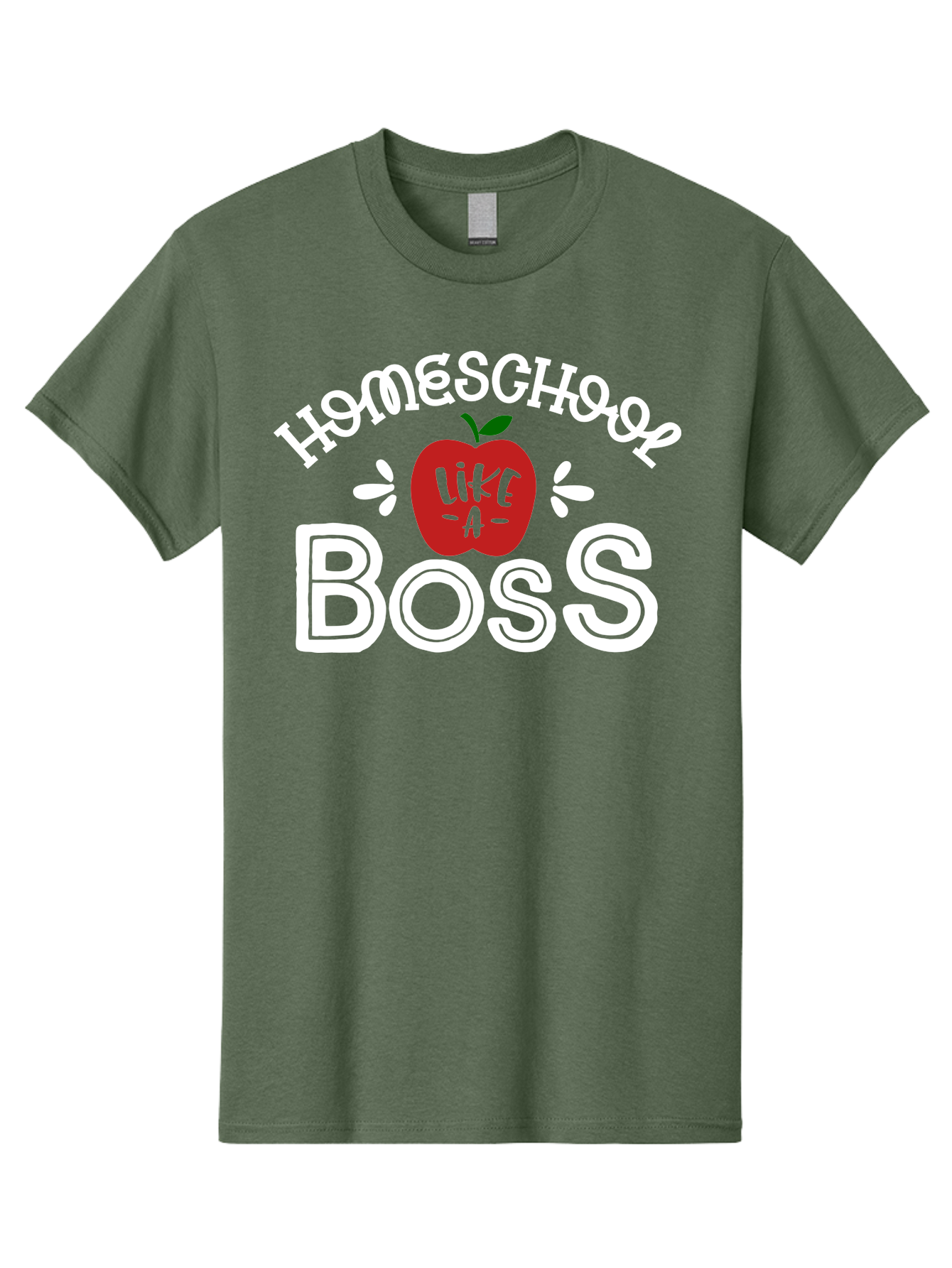 Homeschool-Like-A-Boss-1 Men'S Graphic Tee, 100% Cotton, Comfortable Casual Summer Wear, Machine Washable, Homeschool, Boss, Like A Boss, Apple, Teaching, Education, Homeschooling, Learning, Leadership, Empowerment, Motivational Quote, Aab358