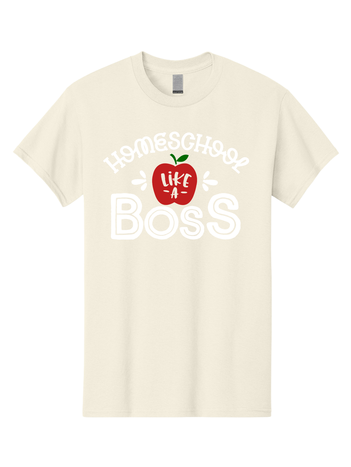 Homeschool-Like-A-Boss-1 Men'S Graphic Tee, 100% Cotton, Comfortable Casual Summer Wear, Machine Washable, Homeschool, Boss, Like A Boss, Apple, Teaching, Education, Homeschooling, Learning, Leadership, Empowerment, Motivational Quote, Aab358